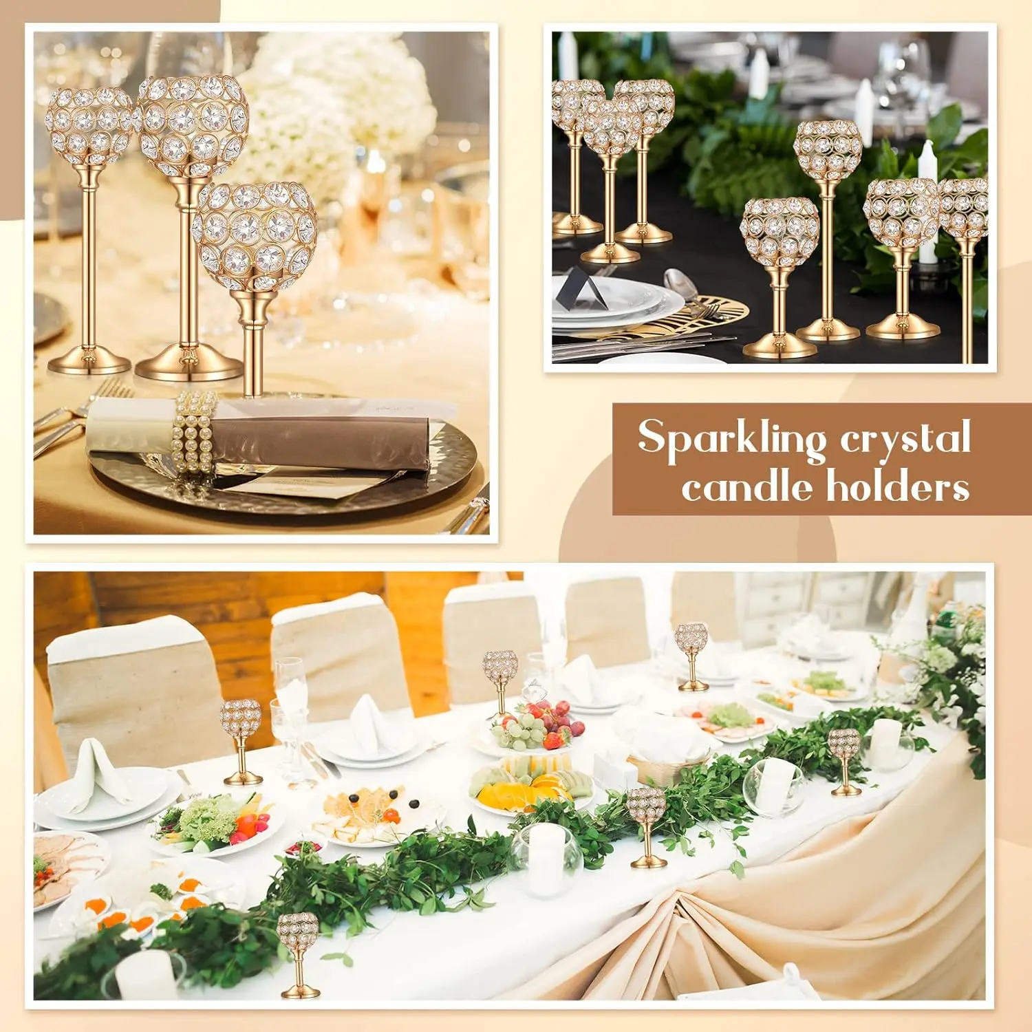 18 Pieces Crystal Candle Holders Bulk Candle Stick Holder Centerpieces for Table Wedding Centerpieces Crystal Decorative