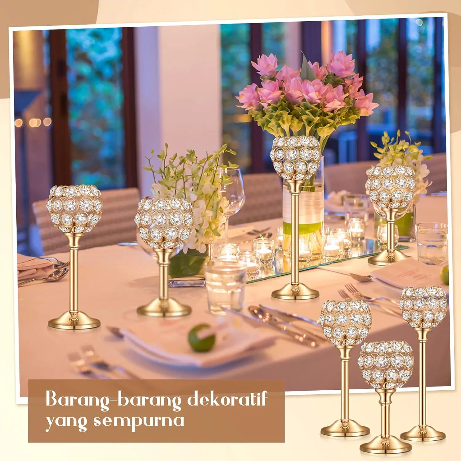 18 Pieces Crystal Candle Holders Bulk Candle Stick Holder Centerpieces for Table Wedding Centerpieces Crystal Decorative