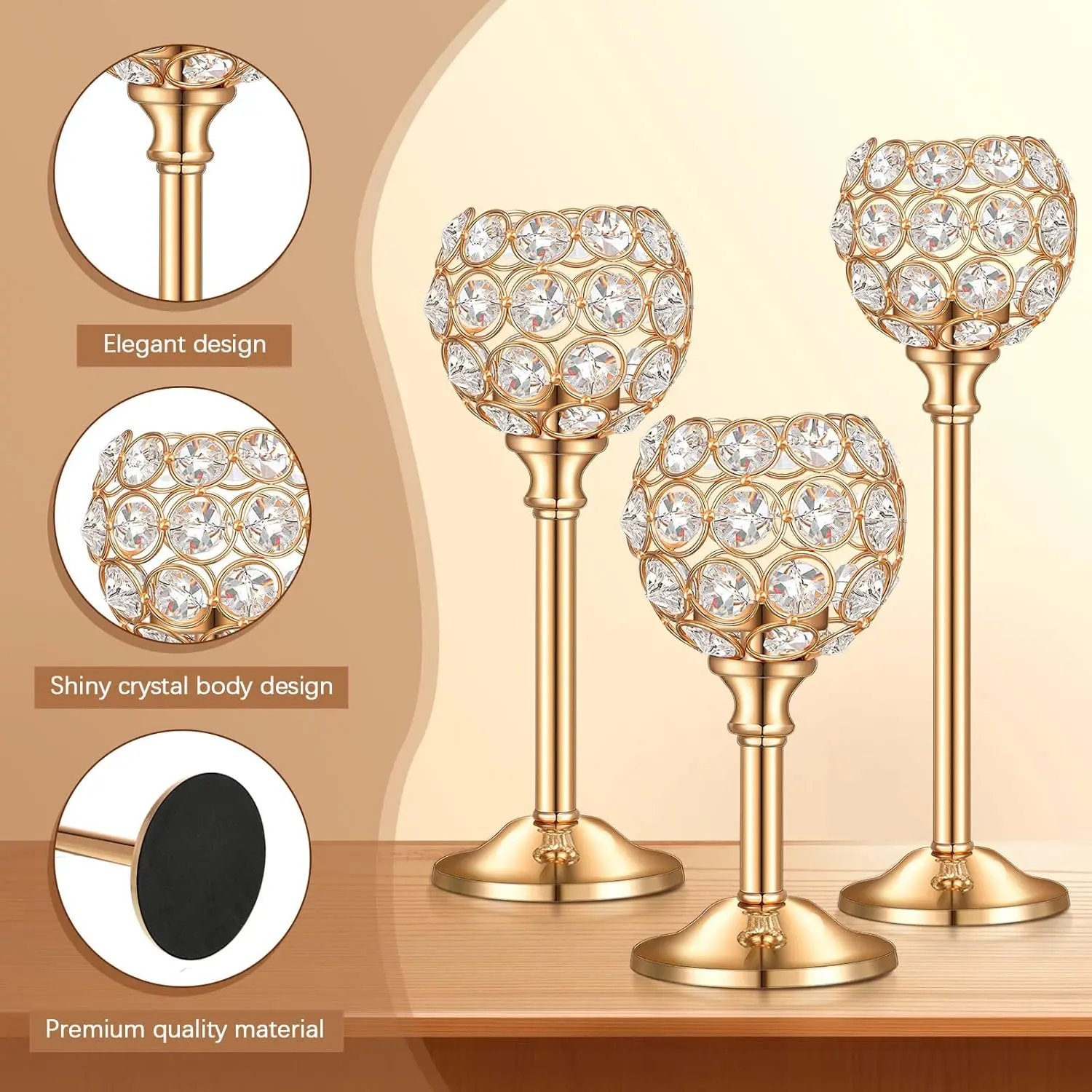 18 Pieces Crystal Candle Holders Bulk Candle Stick Holder Centerpieces for Table Wedding Centerpieces Crystal Decorative