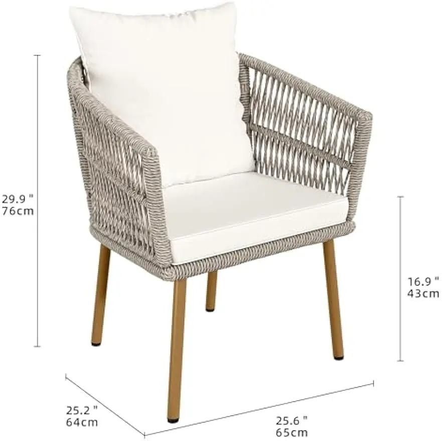 Outdoor Dining Single Sofa Chair, Indoor-Outdoor Wicker Bistro Chairs, PE Rattan Armchair Seating for Patio, Backyard, Poolside