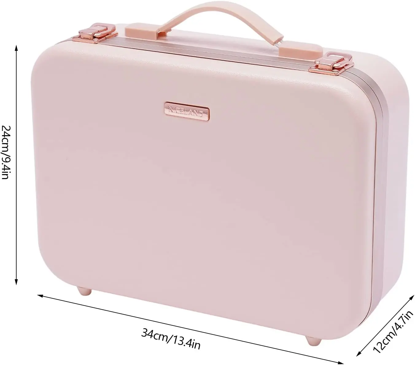 13.4 Inch Travel Makeup Case with Large Lighted Mirror Partitionable Cosmetic Bag Waterproof Portable Cosmetic Organizer (Pink)