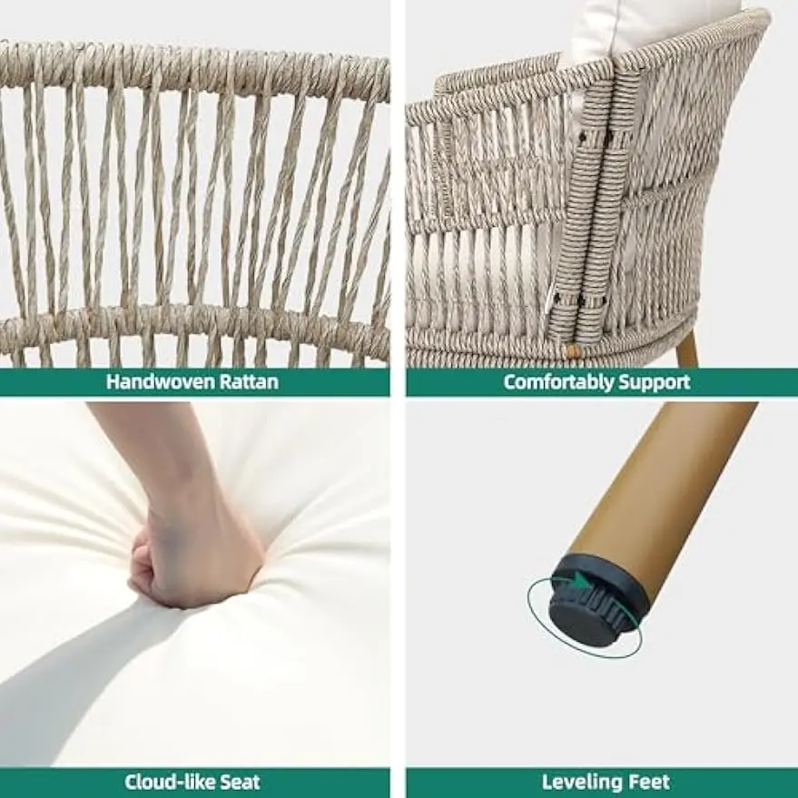 Outdoor Dining Single Sofa Chair, Indoor-Outdoor Wicker Bistro Chairs, PE Rattan Armchair Seating for Patio, Backyard, Poolside
