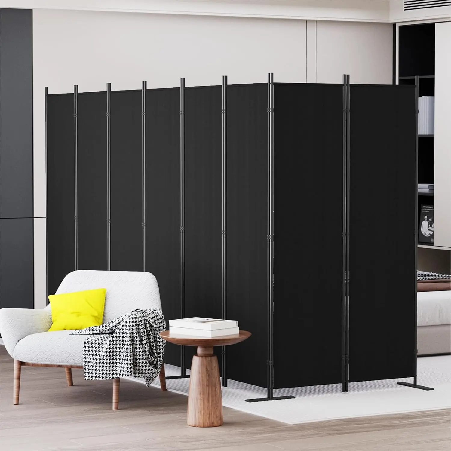 8 Panels Room Divider, 6 Ft Tall Indoor Folding Privacy Screen, Portable Partition Separator, Freestanding Separation