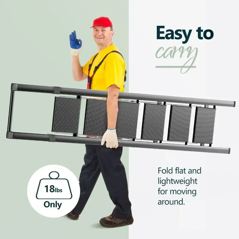 6 Step Ladder for 12 Feet High Ceiling, Lightweight Foldable Ladder with Non-Slip Wide Pedals, Stepladder with Safe Handrail, S