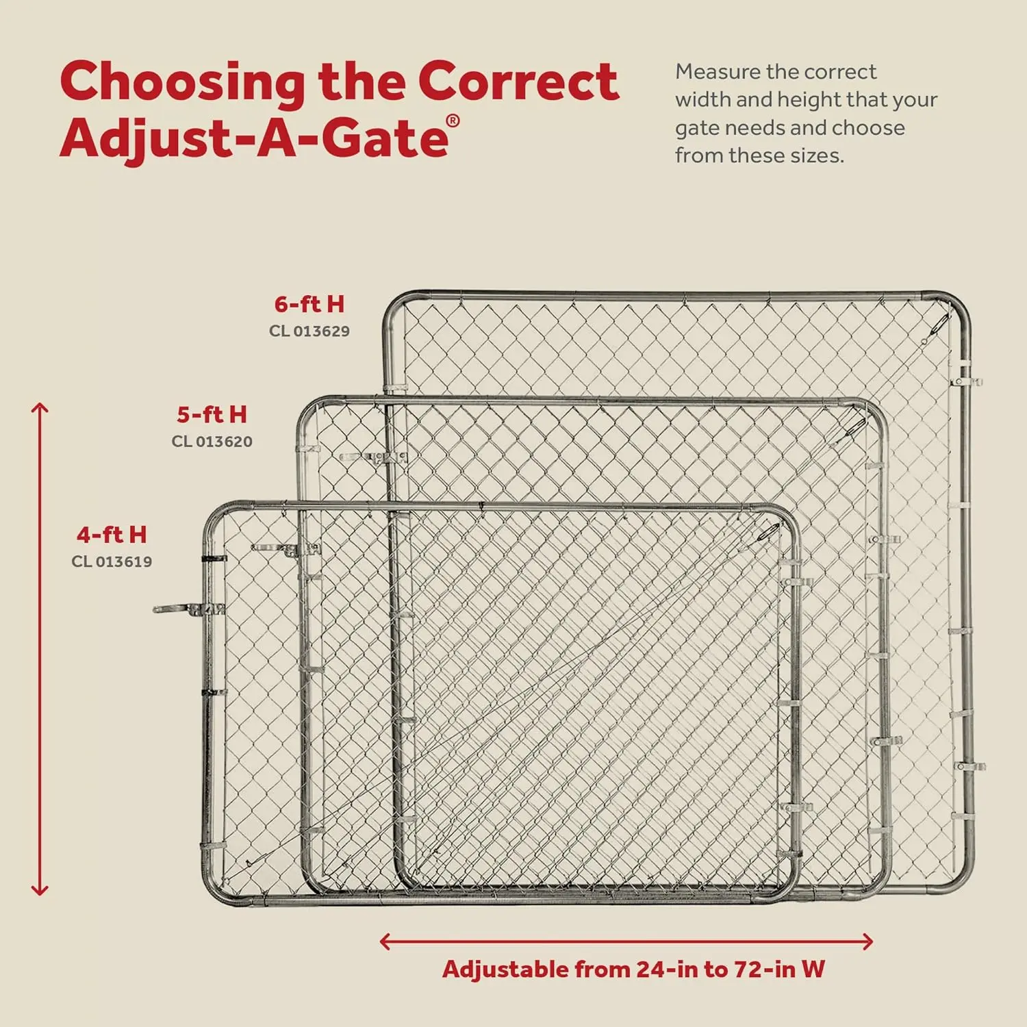 Chain Link Fence Gate w/Round Frame, Fits 24-72 in. Openings & Up to 12 ft. - Heavy-Duty Outdoor
