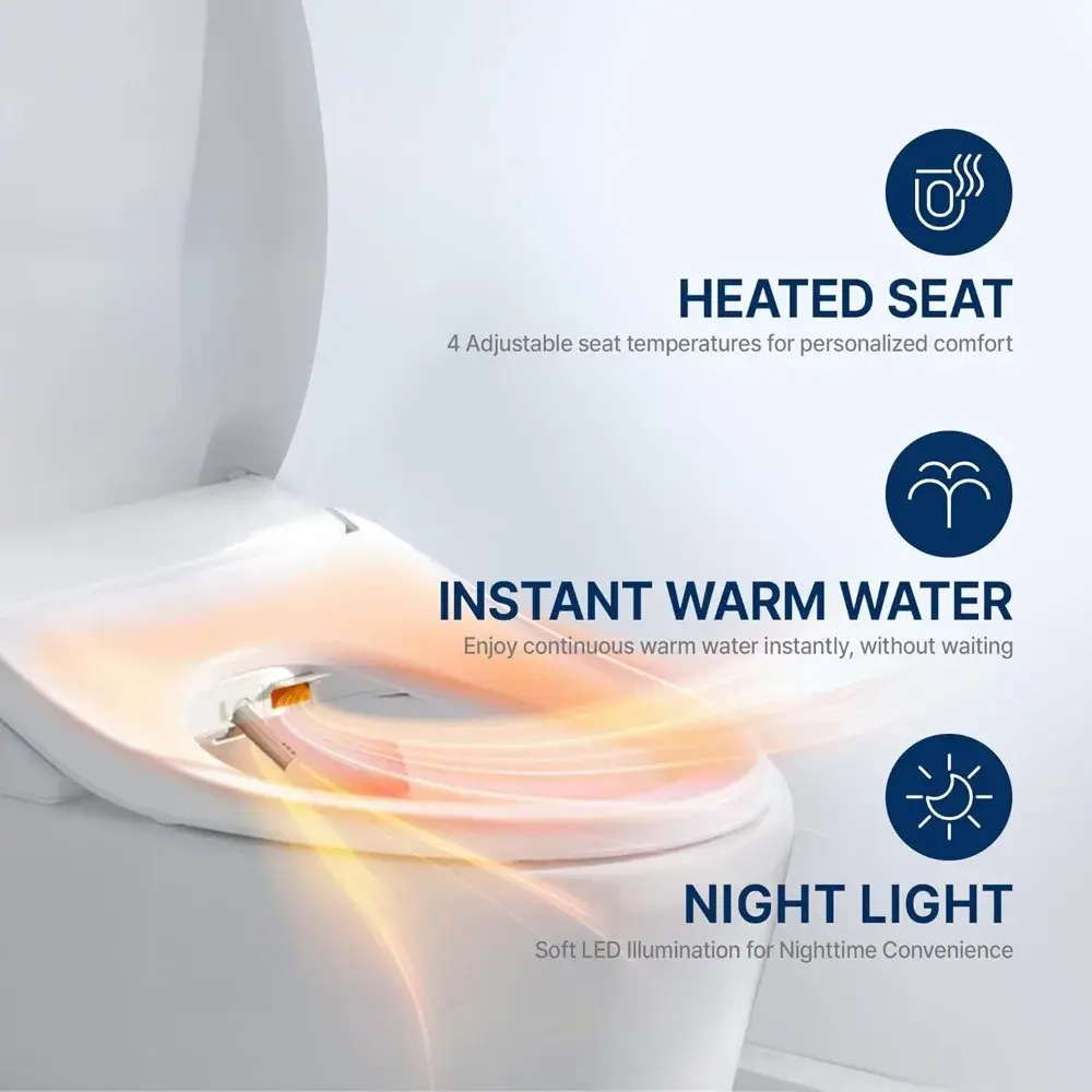 Inus R31 Electric Heated Bidet Toilet Seat Elongated, Warm Water, Smart Heated Water Luxury Bidet Toilet Seat with Remote Contro