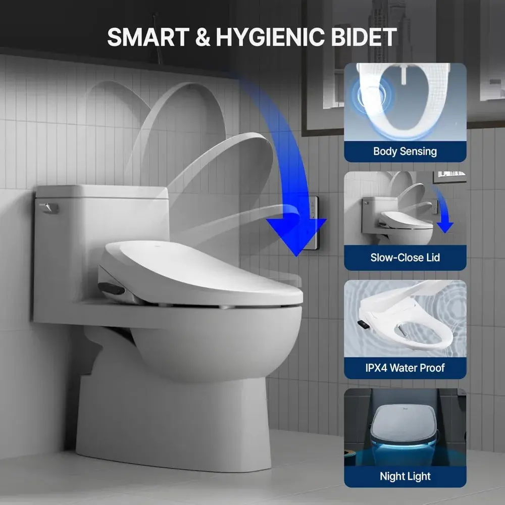 Inus R31 Electric Heated Bidet Toilet Seat Elongated, Warm Water, Smart Heated Water Luxury Bidet Toilet Seat with Remote Contro