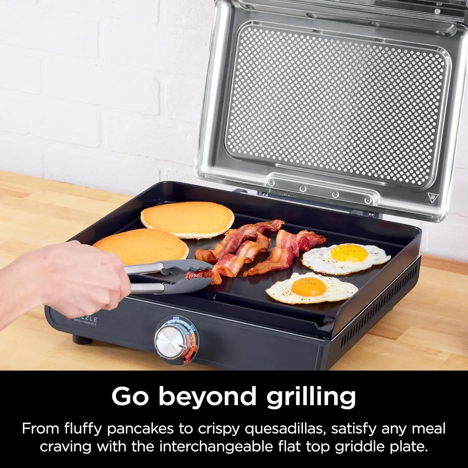 Griddle and Indoor Grill, 14’’, Electric Grill, For Steak, Burgers, Salmon, Veggies, and More, Pancake Griddle, Nonstick,