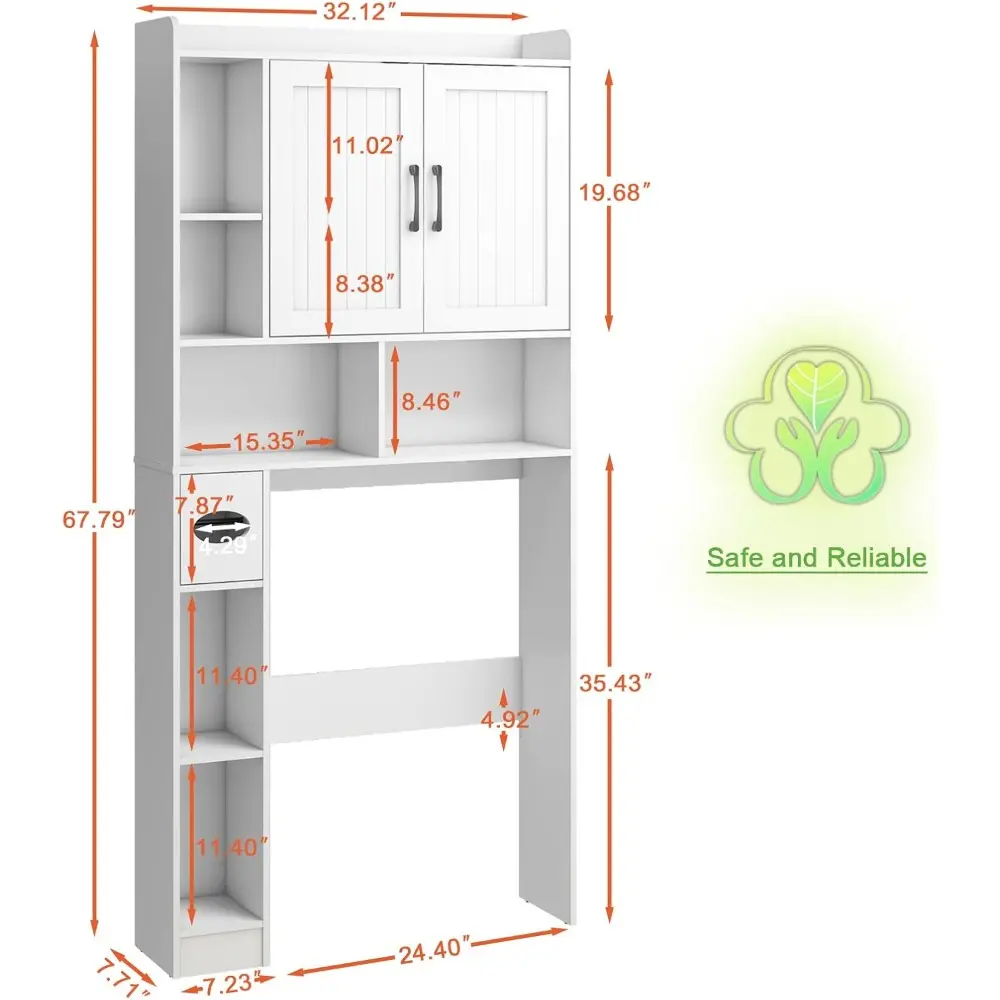 Over The Toilet Storage Cabinet, Farmhouse Storage Cabinet Over Toilet with Barn Door，Home Space-Saving Toilet Rack, for Bathroo
