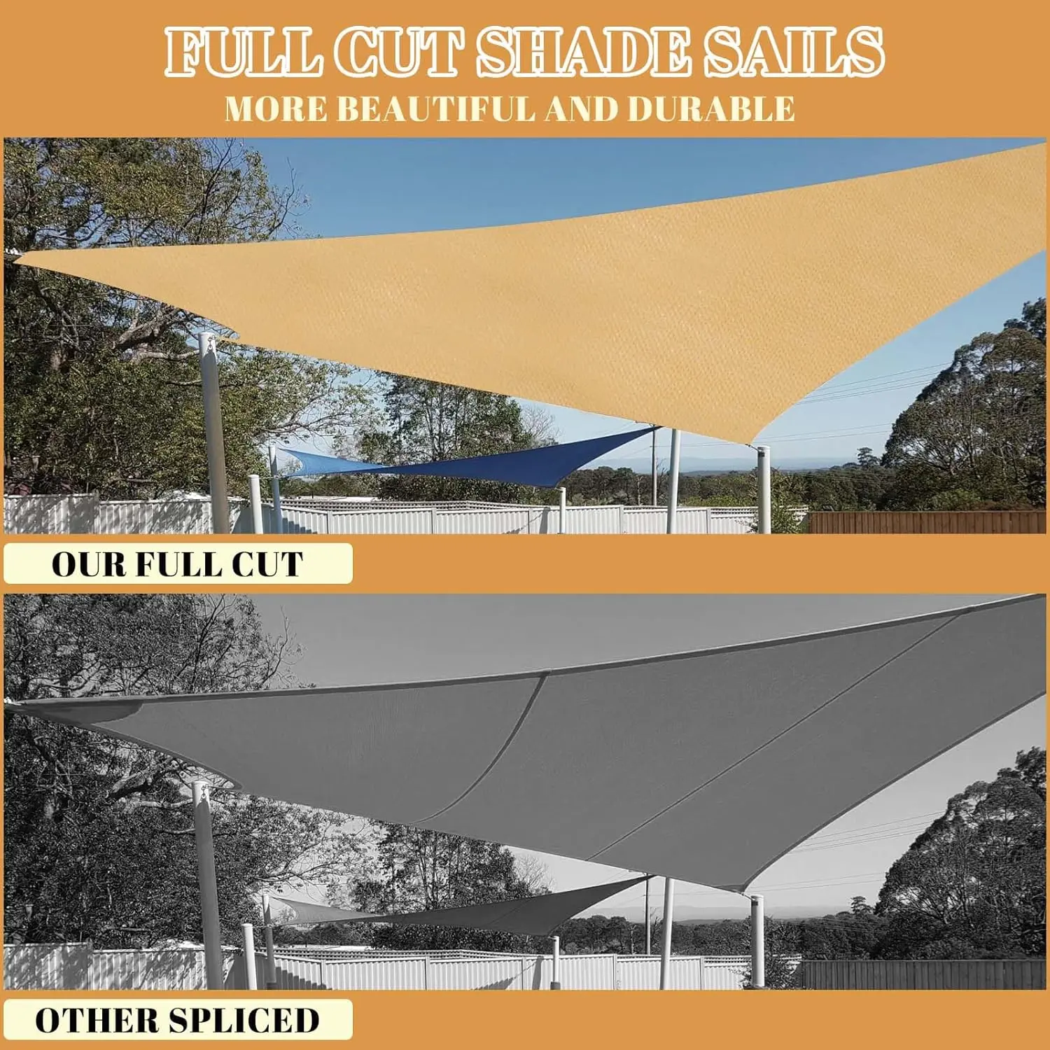 Cool Area Sun Shade Sail 12x16FT Rectangle Shade Canopy Outdoor Shade Cover for Patio Backyard Deck Garden, Sand