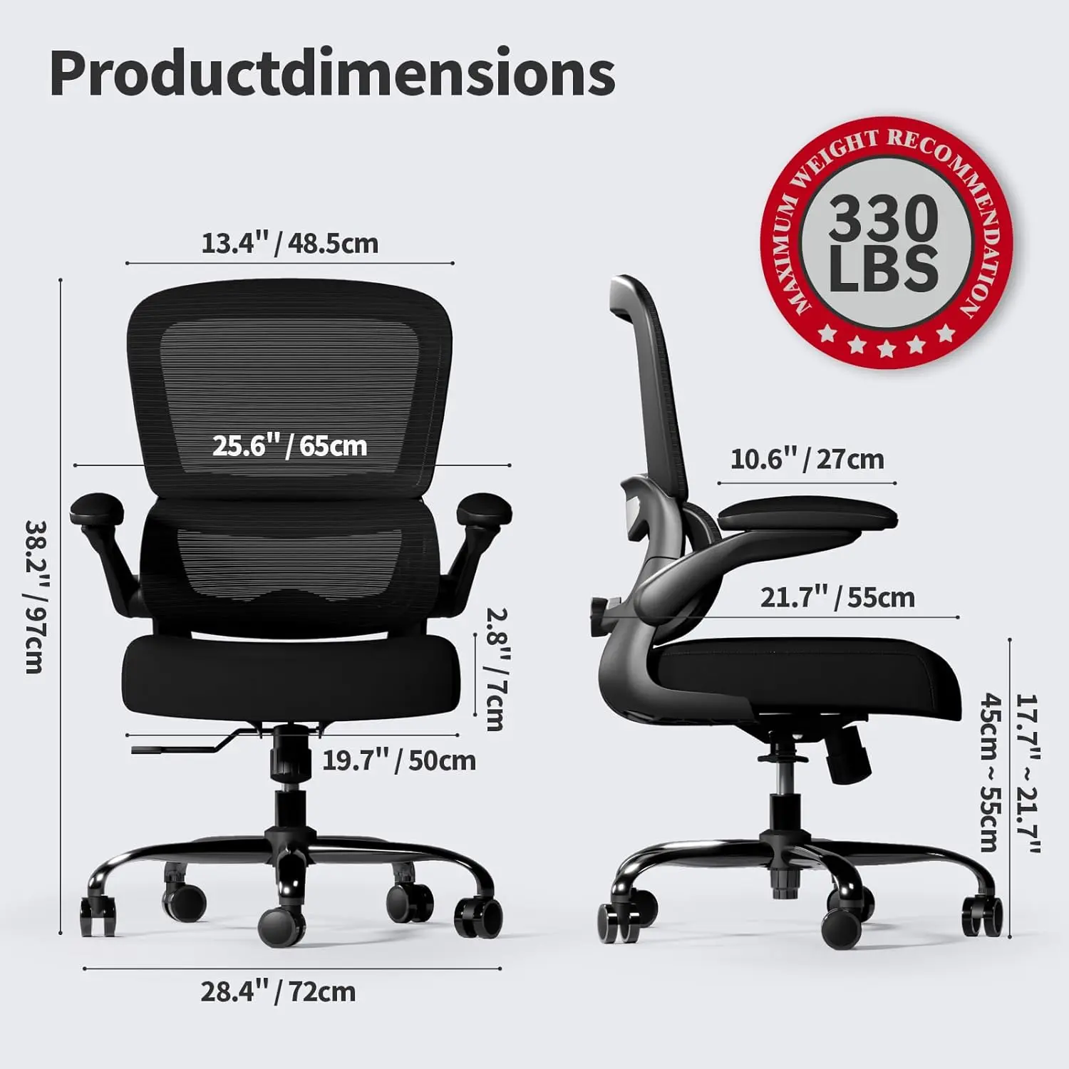 Office Chair - Ergonomic Desk Chair with Adjustable Lumbar Support, Mesh Computer Chair, Executive Chairs for Home