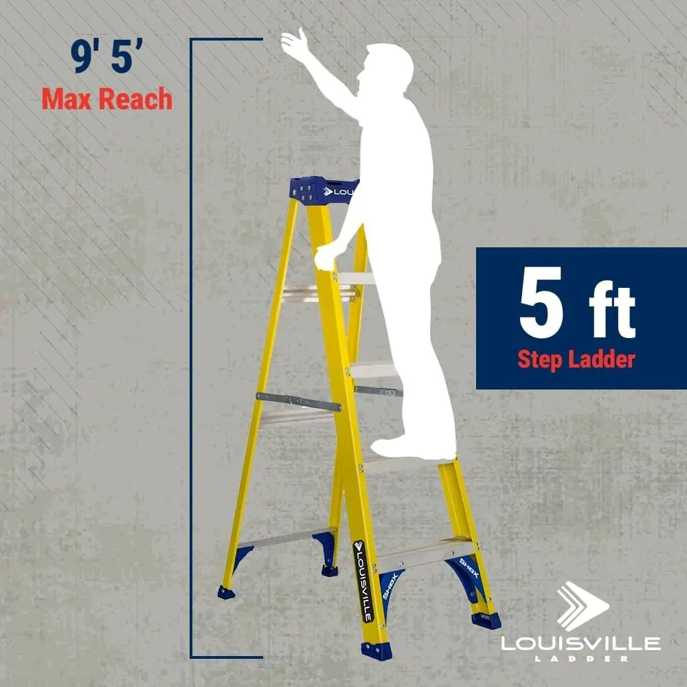 5-Foot Fiberglass Step Ladder, 250-Pound Load Capacity, Type I, FS2005