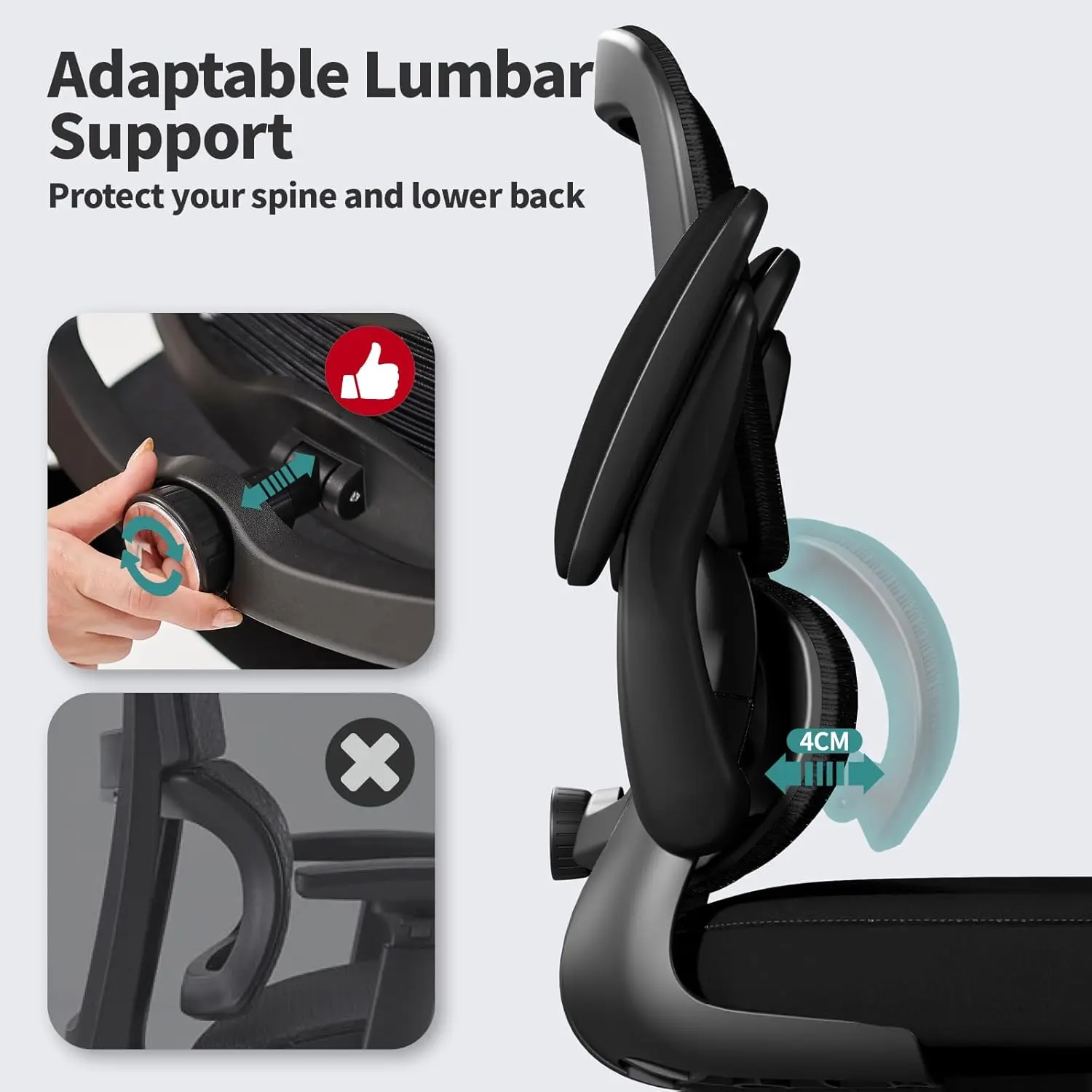 Office Chair - Ergonomic Desk Chair with Adjustable Lumbar Support, Mesh Computer Chair, Executive Chairs for Home
