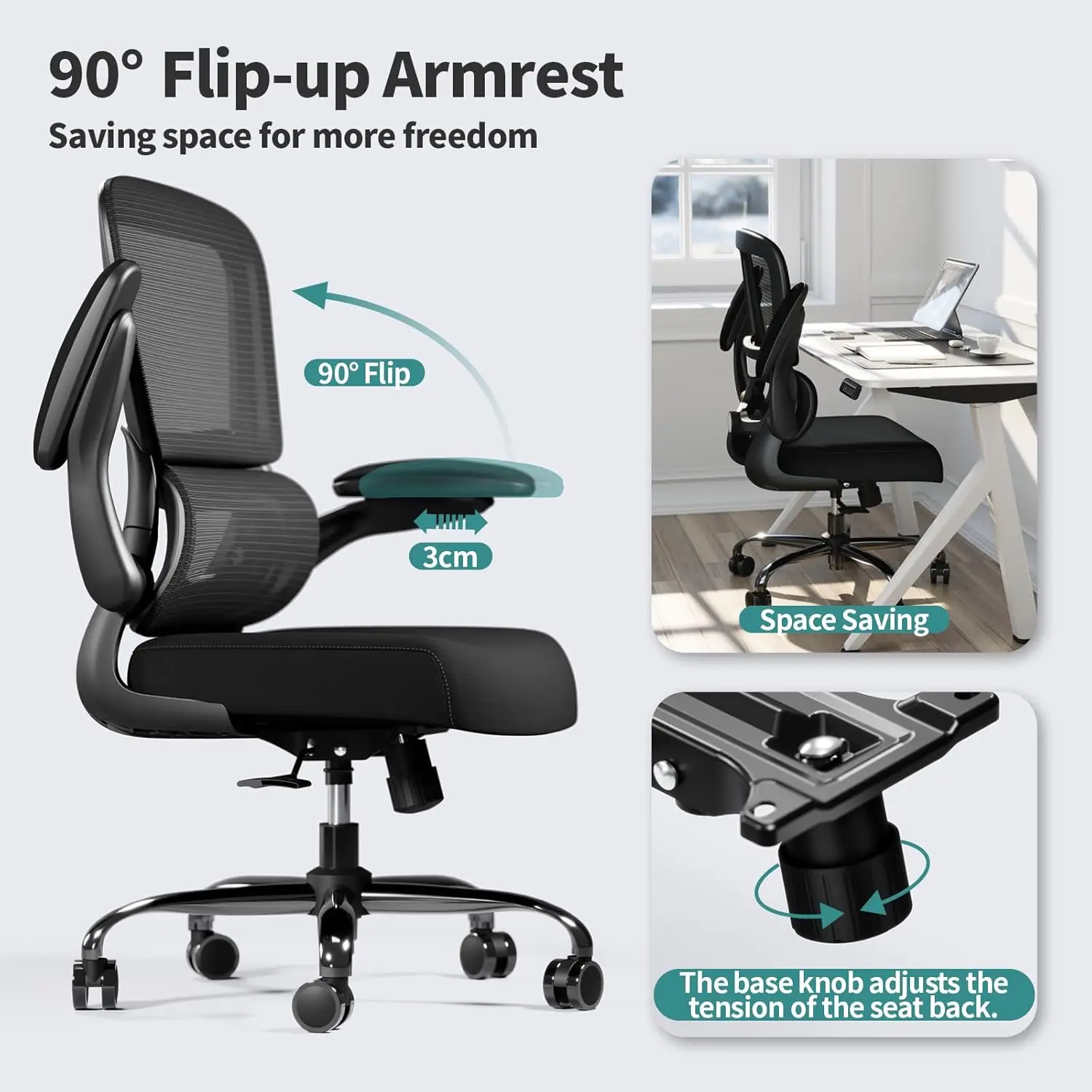 Office Chair - Ergonomic Desk Chair with Adjustable Lumbar Support, Mesh Computer Chair, Executive Chairs for Home