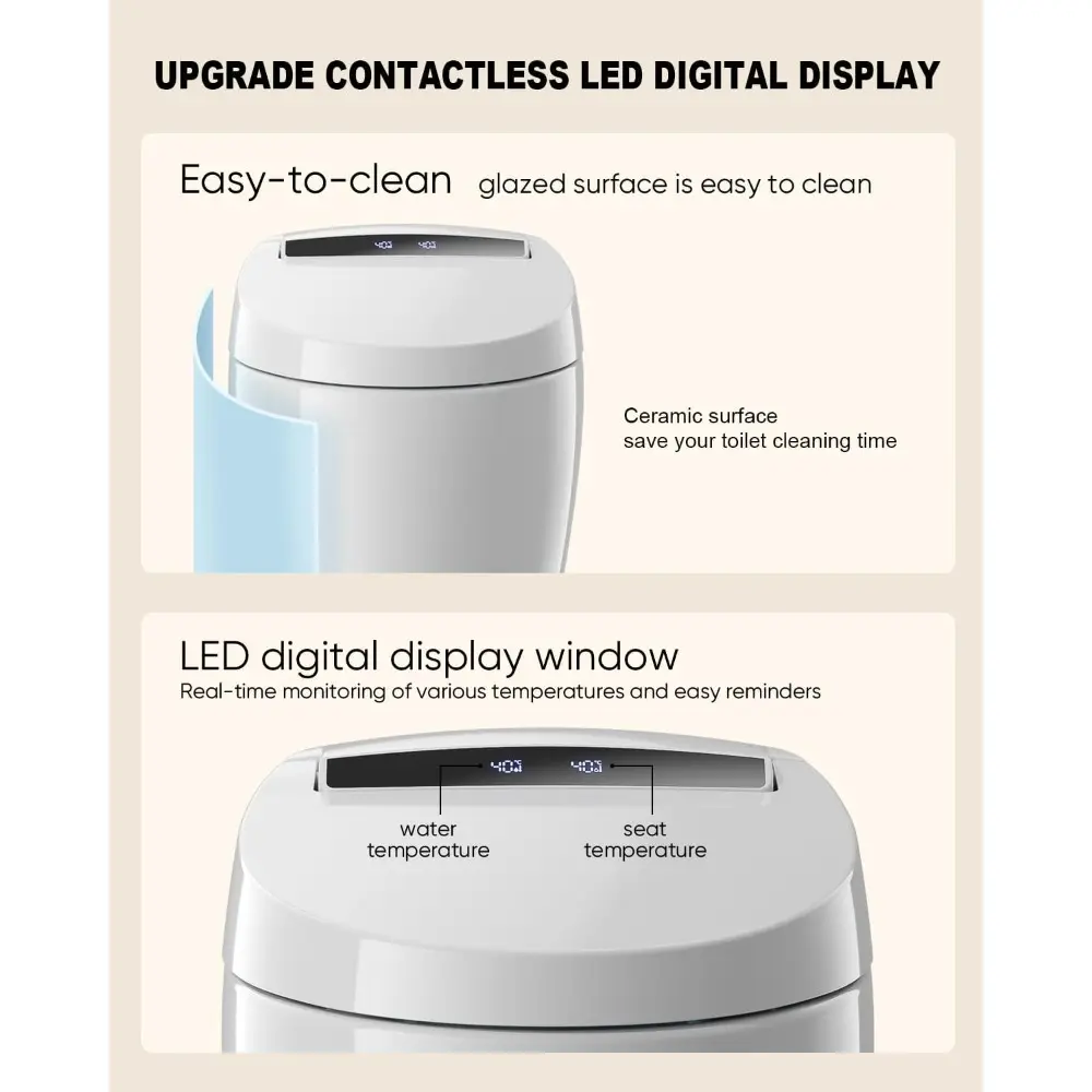 Smart Toilet,Tankless Toilets with Warm Water Sprayer and Dryer, Foot Sensor Operation,Bidet with Heated Seat Smart with Bidet B