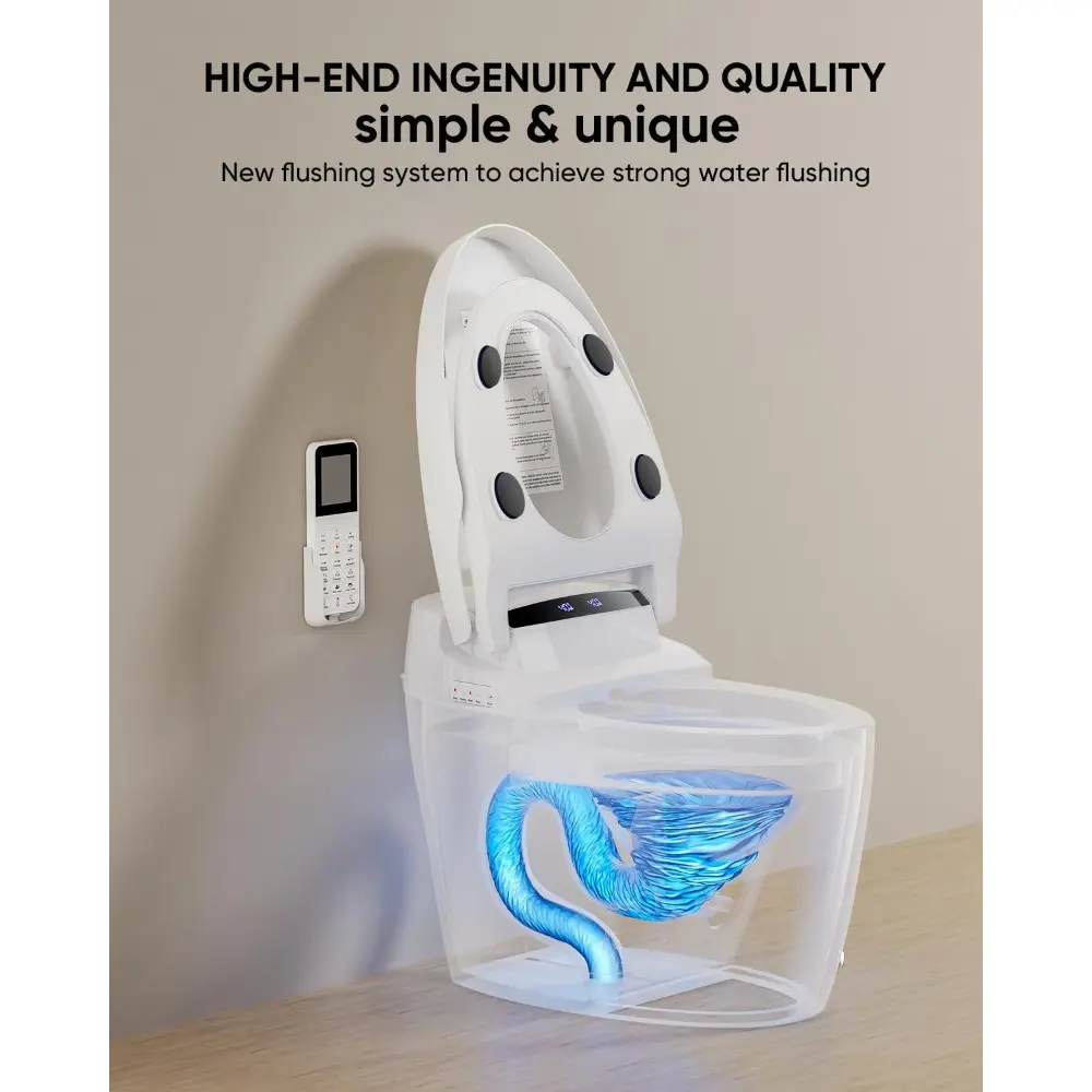 Smart Toilet,Tankless Toilets with Warm Water Sprayer and Dryer, Foot Sensor Operation,Bidet with Heated Seat Smart with Bidet B