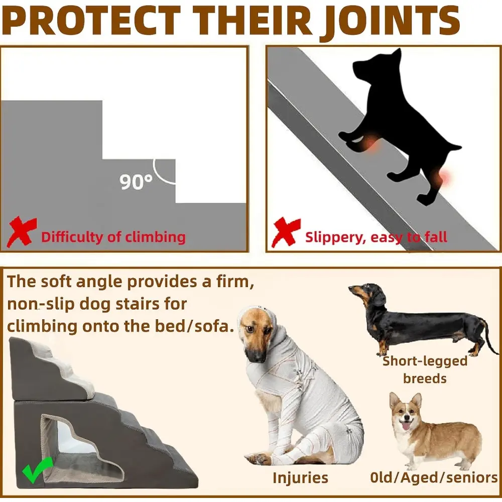 dog stairs for small dogs to 30 inches high beds, 6 step dog ramp stair for 18-36 inches couch-bed,pet stairs for small old medu