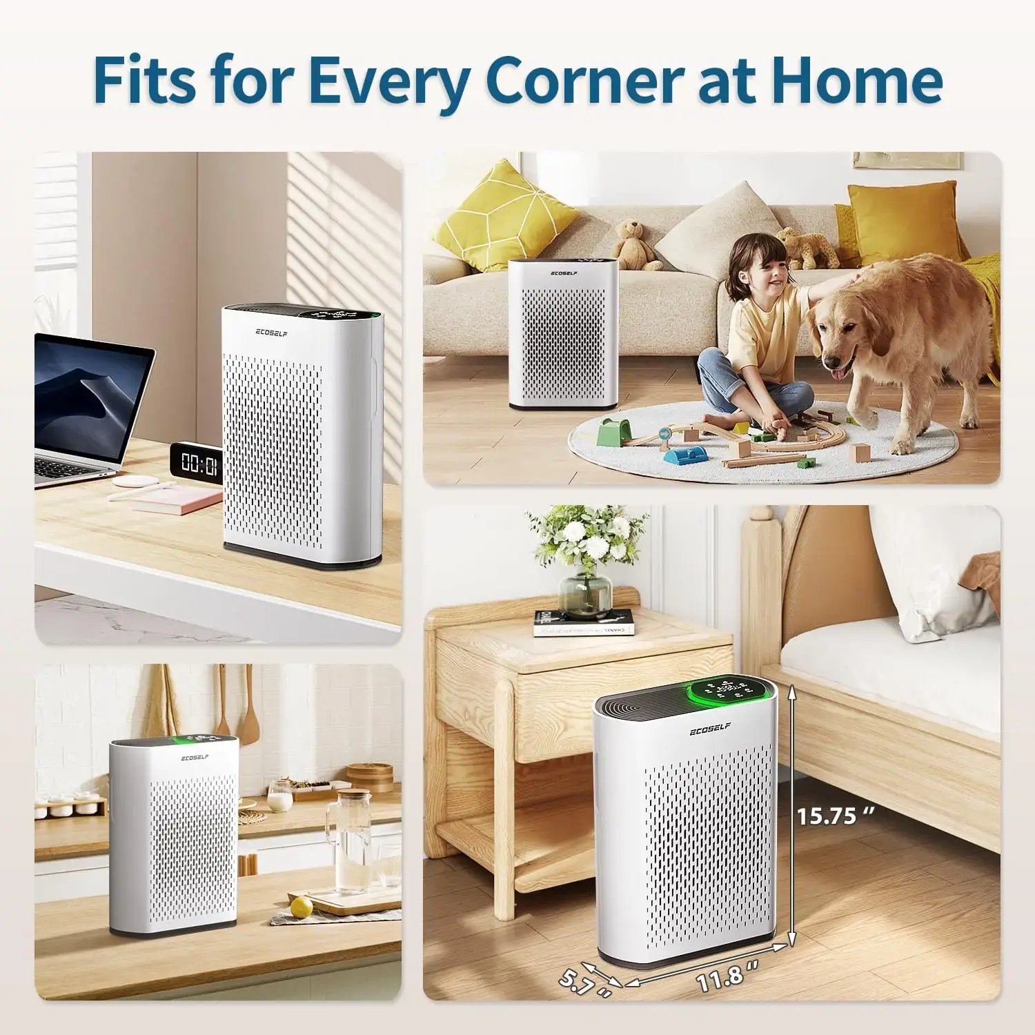 Powerful Air Purifiers for Home Large Room Up to 1400 Ft² with Air Quality Monitor 20dB Sleep Mode