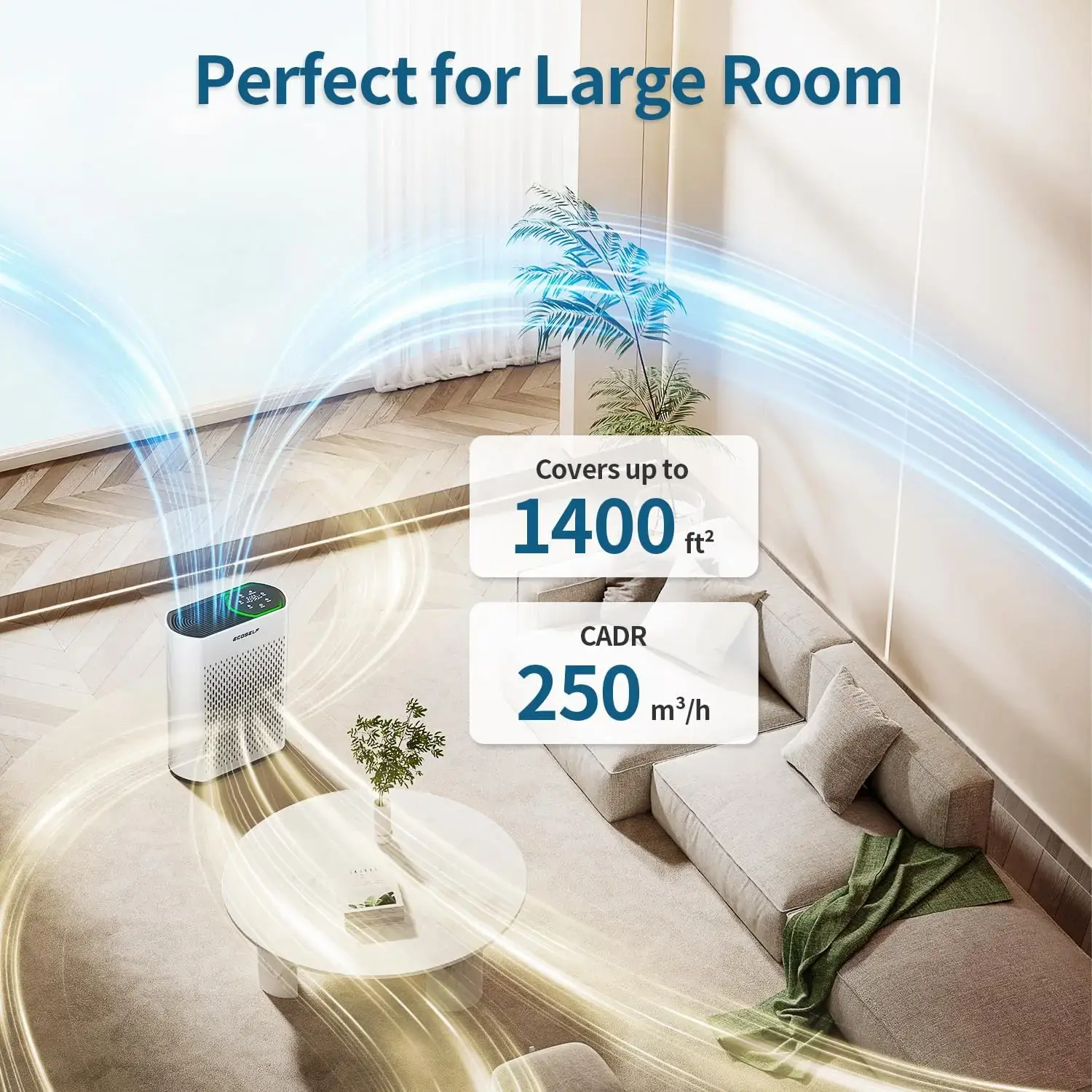 Powerful Air Purifiers for Home Large Room Up to 1400 Ft² with Air Quality Monitor 20dB Sleep Mode