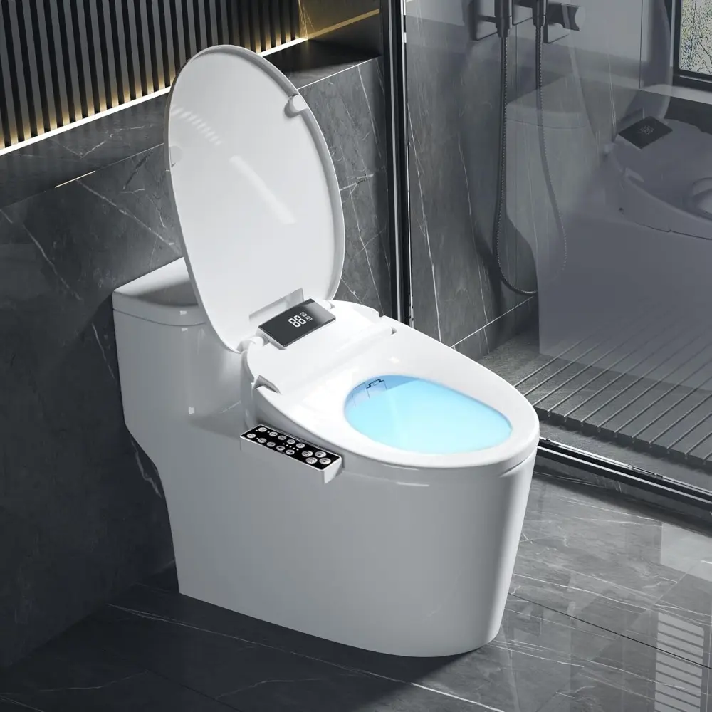 Bidet Toilet Seat Round, Unlimited Warm Water, Heated Toilet Seat, Warm Air Dryer, Rear and Feminine Washing, Soft Closed Toilet