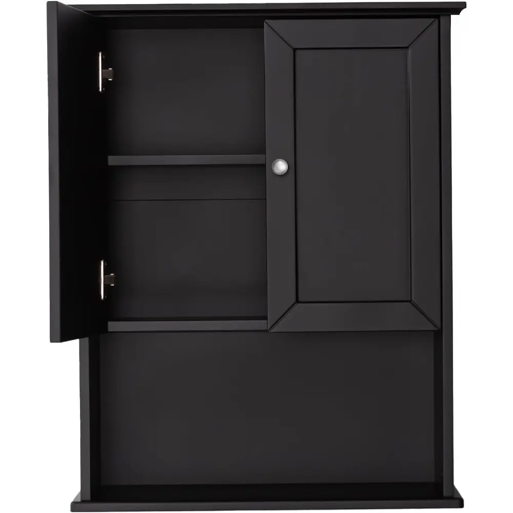 Black Wall Cabinet 24x30 Inch Wooden Over The Toilet Storage Cabinets with 2 Doors, Above Toilet Storage Medicine Cabinets for B