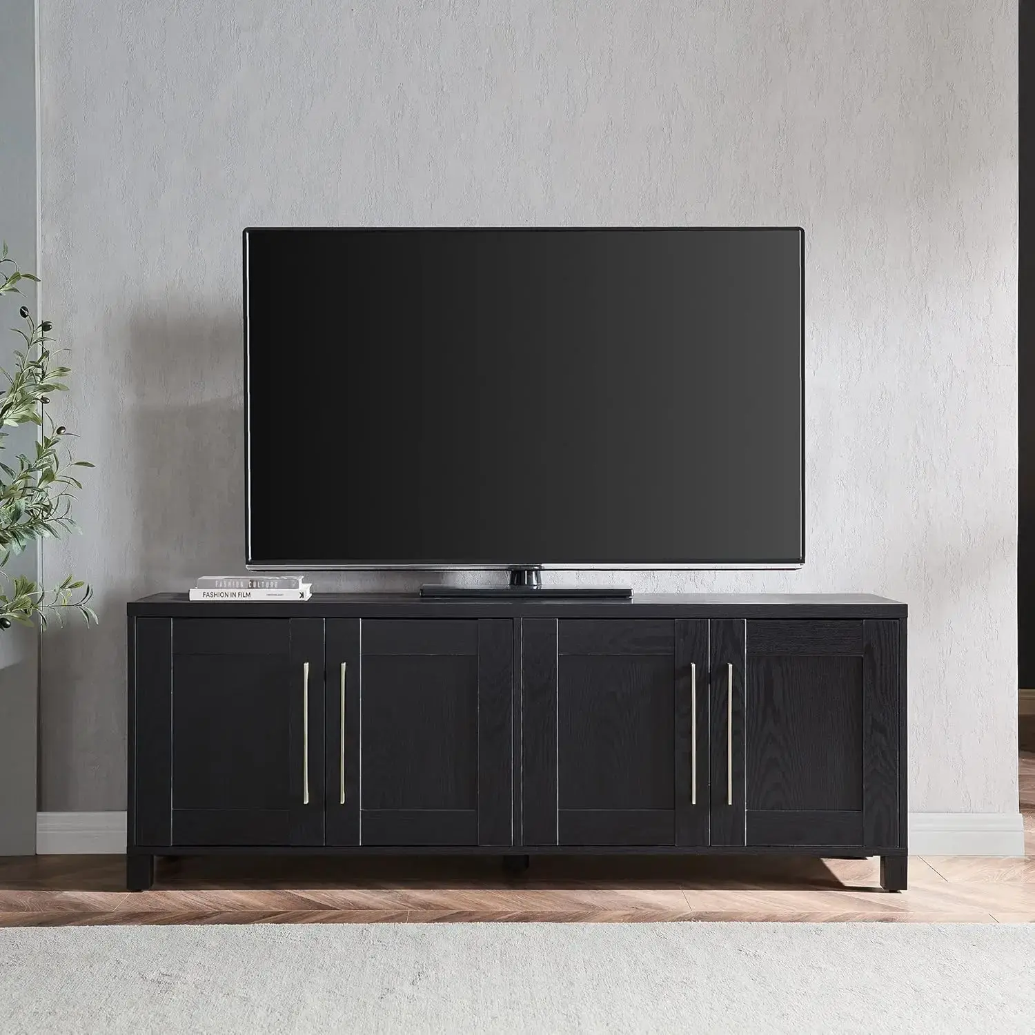 Rectangular TV Stand for TV's up to 80" in Black Grain.