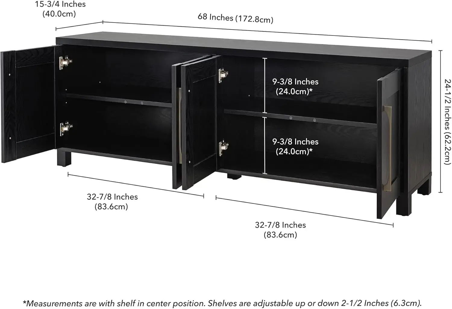 Rectangular TV Stand for TV's up to 80" in Black Grain.