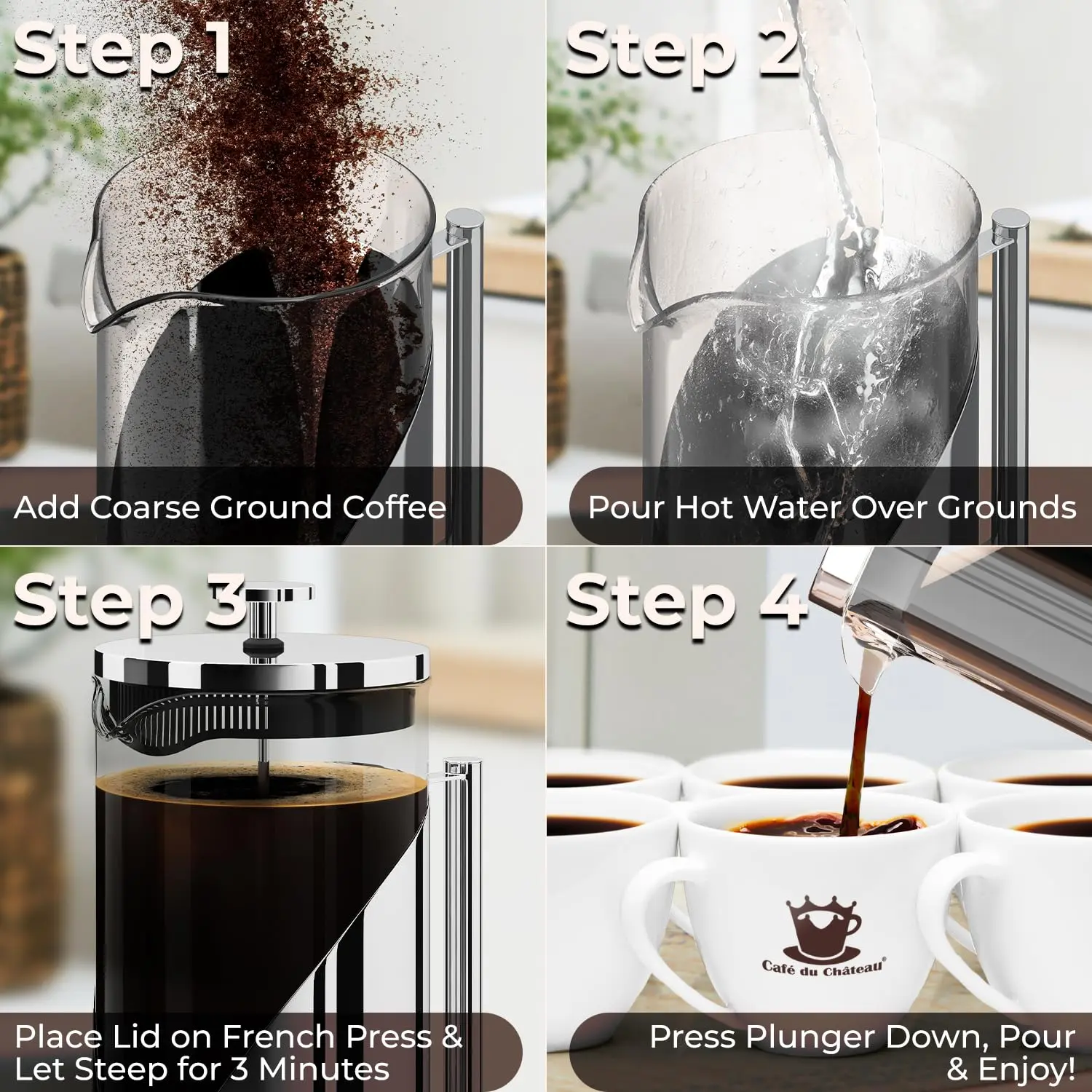 Cafe Du Chateau Coffee Ground Set, Ground Coffee, Great Coffee Gifts - Gourmet Ground Coffee Set