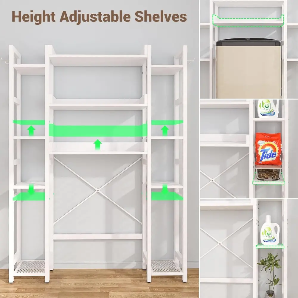 Over The Toilet Storage with 2 Drawers - 11 Tier Bathroom Organizer Freestanding Space Saver Storage Rack with Adjustable Shelf