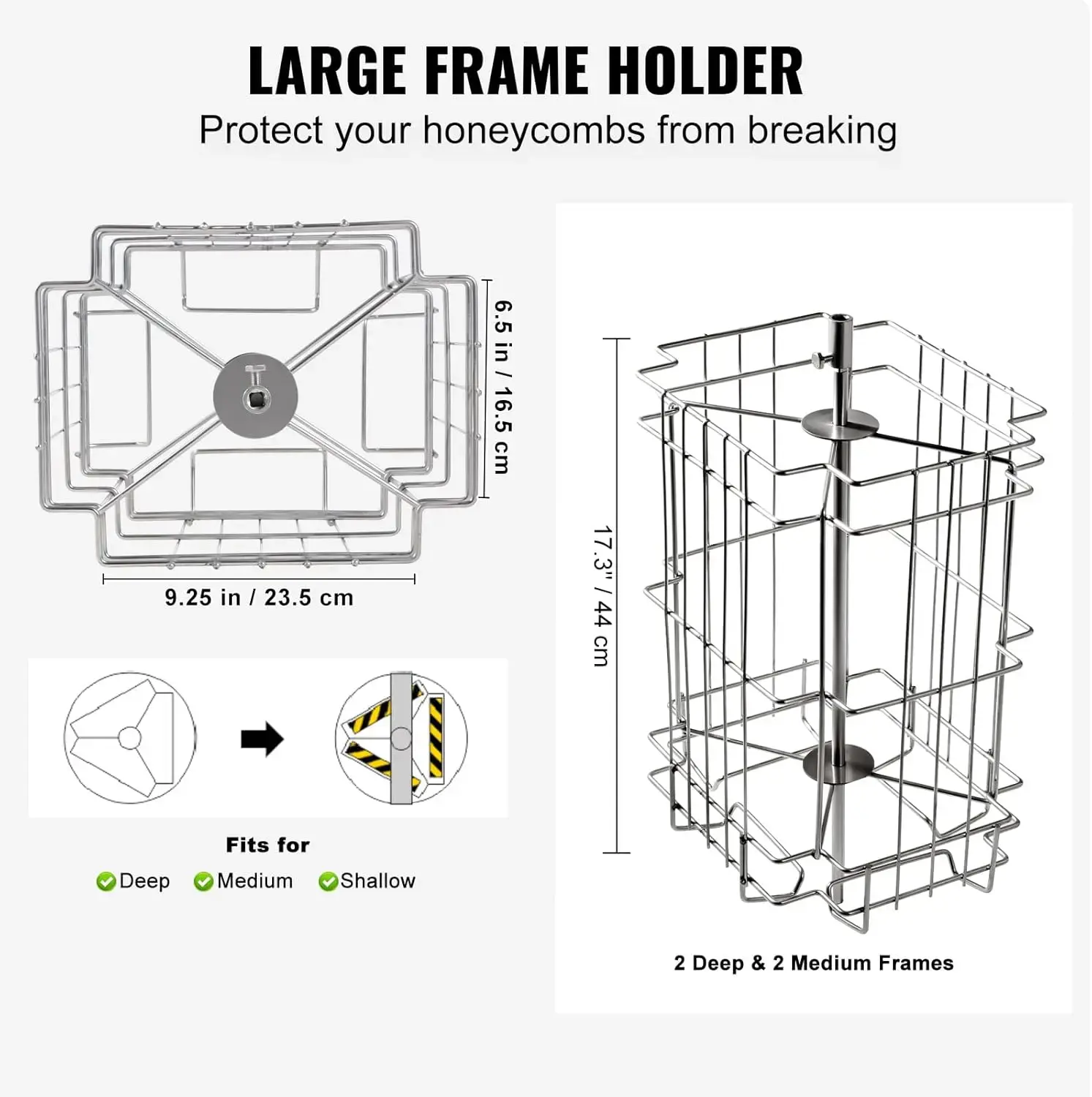 Honey Extractor, 2/4 Frame Stainless Steel Manual Beekeeping Extraction, Honeycomb Drum Spinner with Transparent Lid=