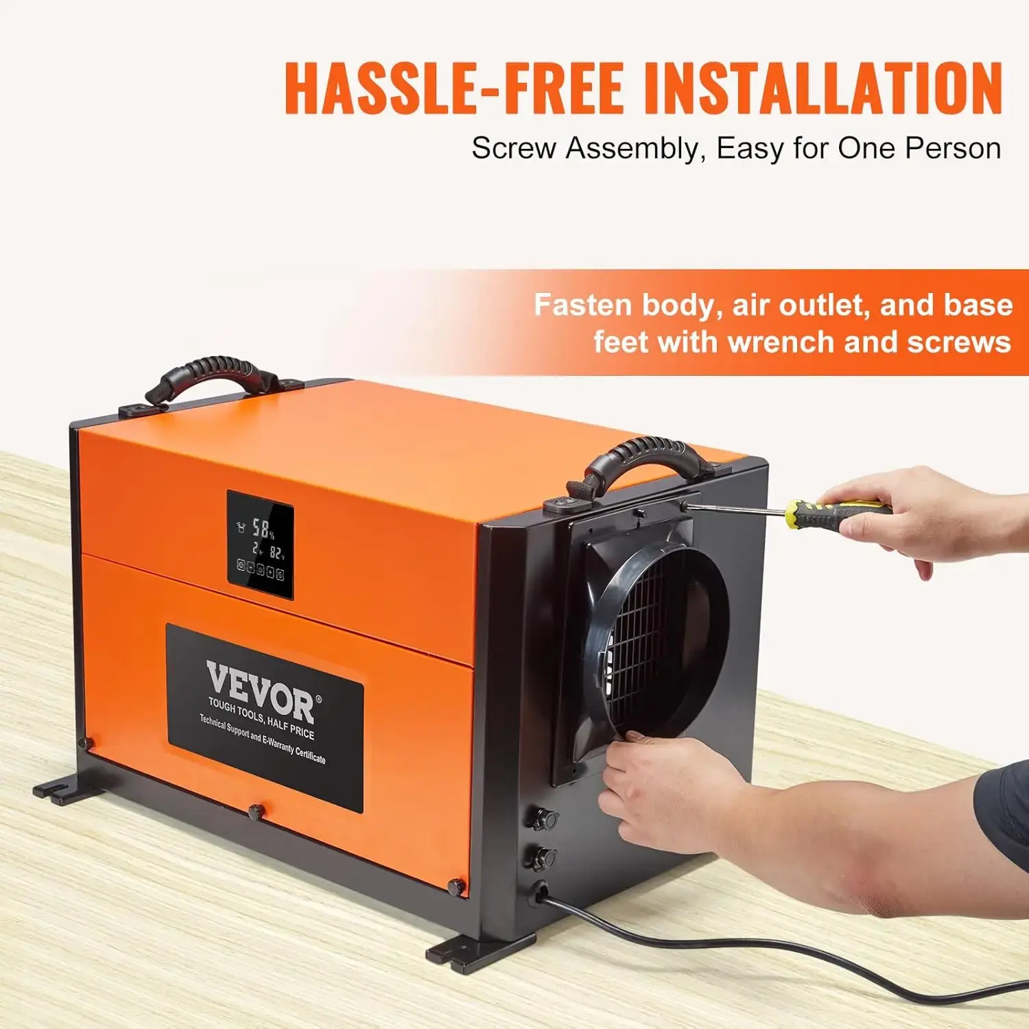 156 Pints Commercial Dehumidifier with Drain Hose for Crawl Spaces, Basements Warehouse & Job Sites