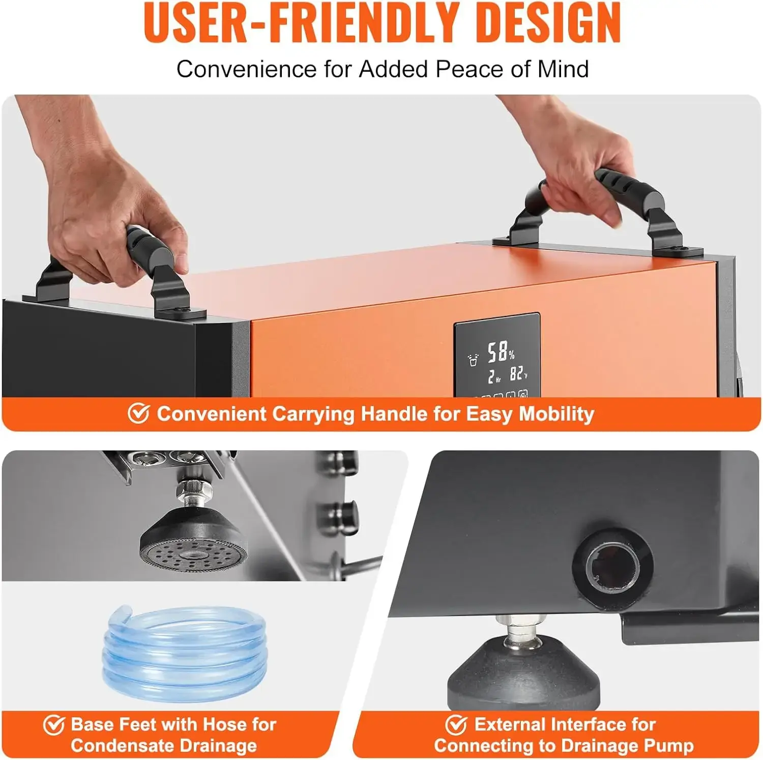 156 Pints Commercial Dehumidifier with Drain Hose for Crawl Spaces, Basements Warehouse & Job Sites