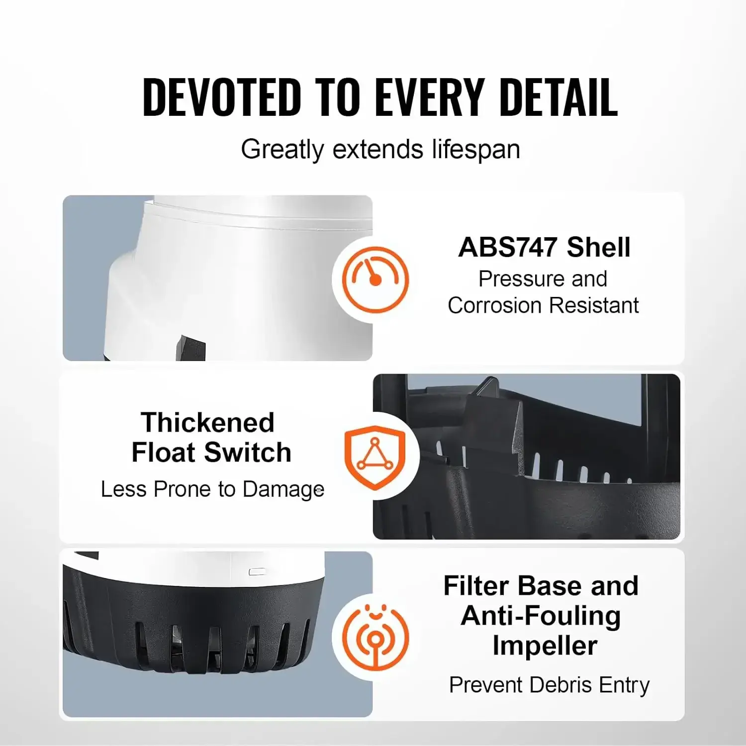 Bilge Pump, 750GPH 12V Automatic Submersible Boat Bilge Water Pump with Float Switch, 0.7" Outlet Diameter