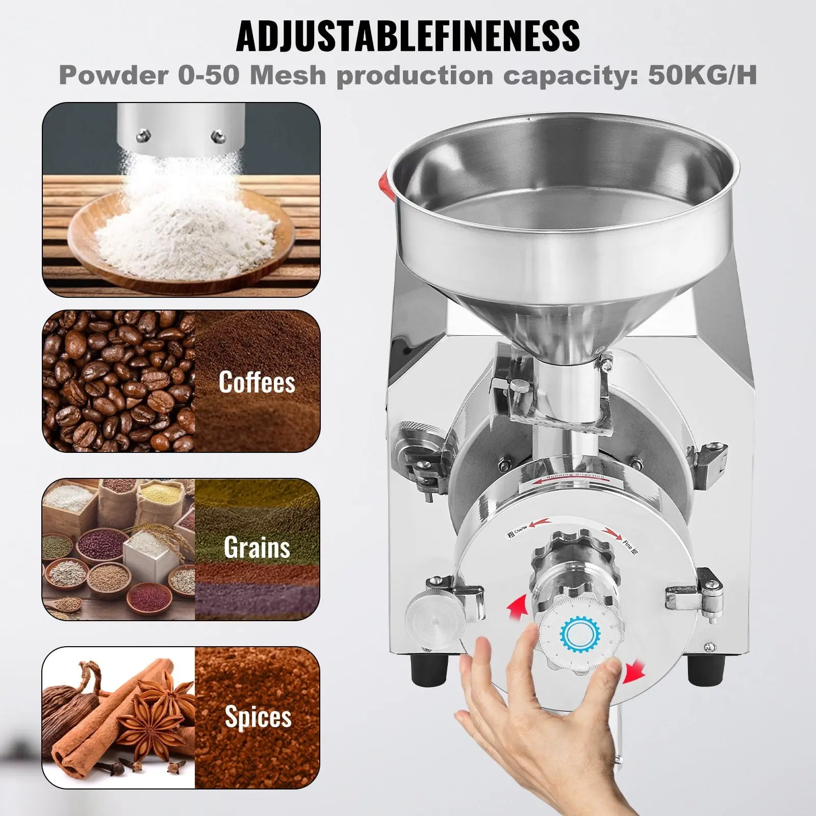 Grain Grind Mill Grain Grinding Machine 2200W Food Processing Machinery