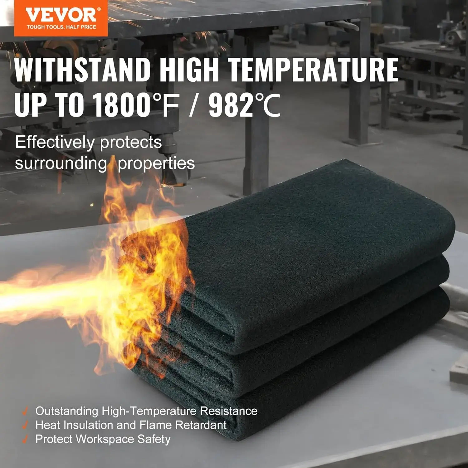 Carbon Felt Welding Blanket 4 Pack, 37" x 36" Flame Retardant Welding Blanket, Up To 1800°F Heat Resistant Blanket Set