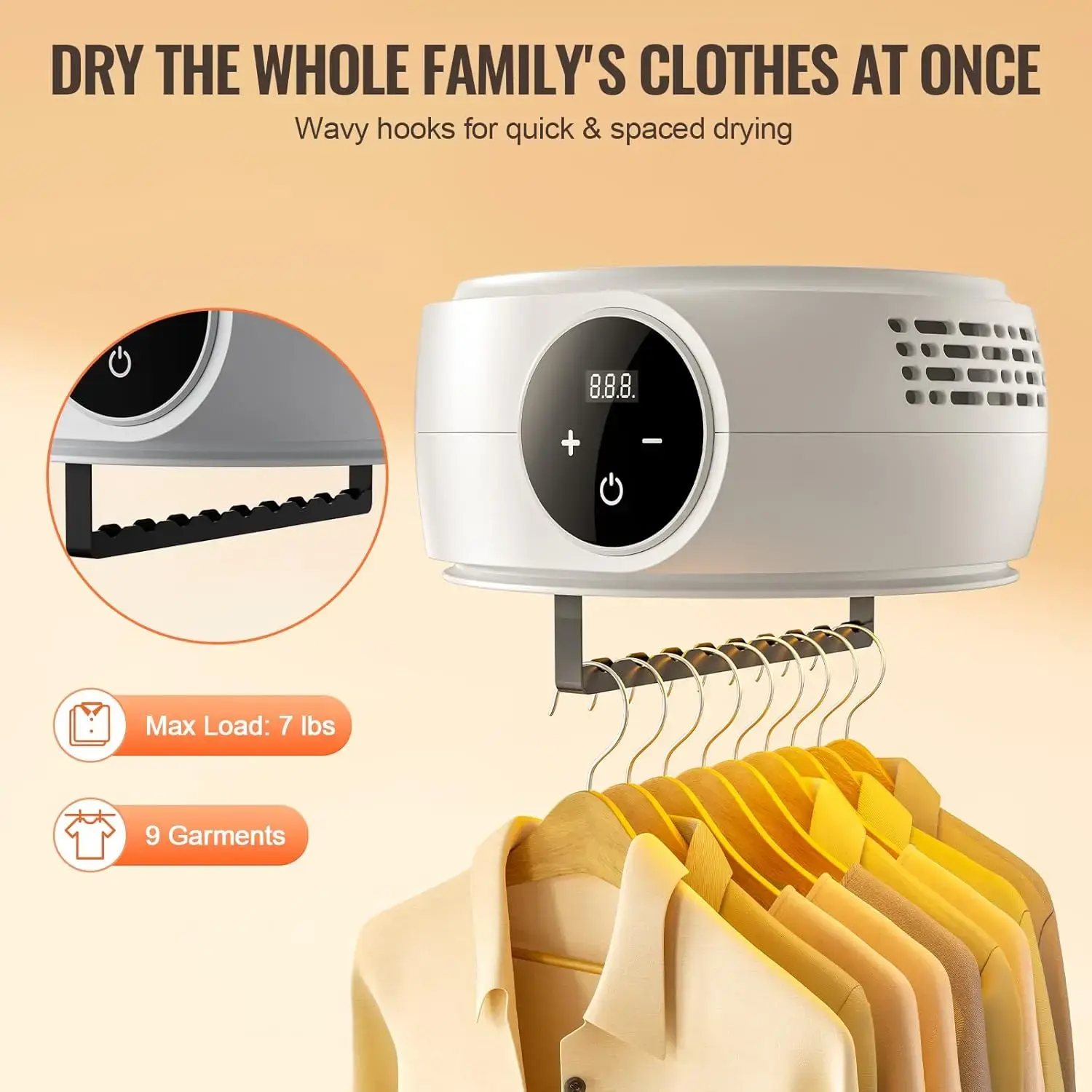 Portable Clothes Dryer, Clothes Dryer with Dryer Bag, PTC Heating & LED Display