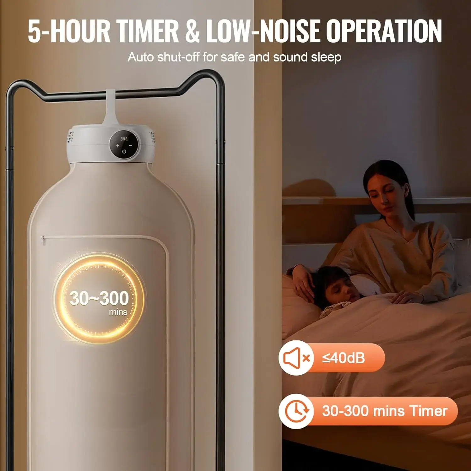 Portable Clothes Dryer, Clothes Dryer with Dryer Bag, PTC Heating & LED Display