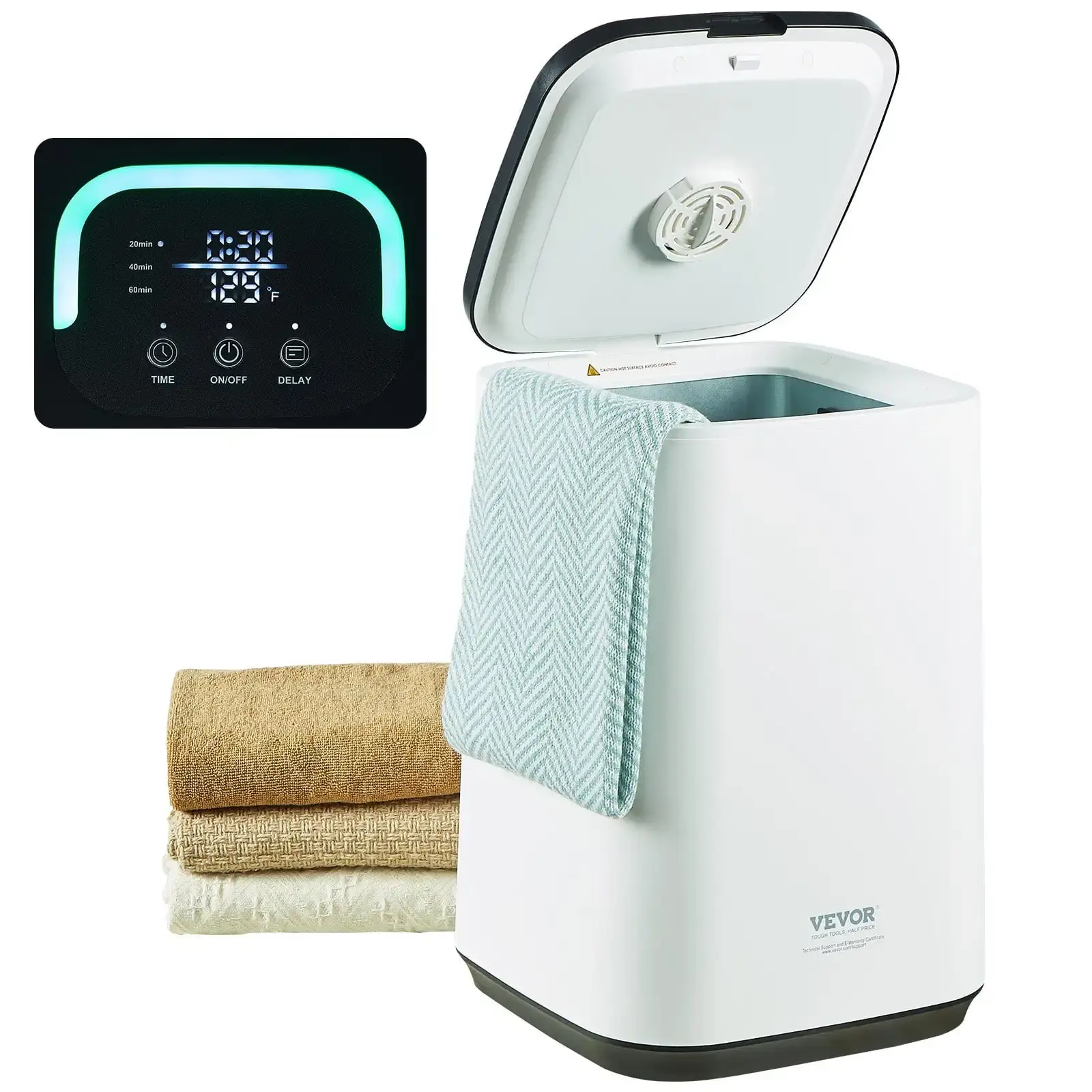 20L Large Towel Warmer Bucket with LED Screen, U-Shaped Light, Timer