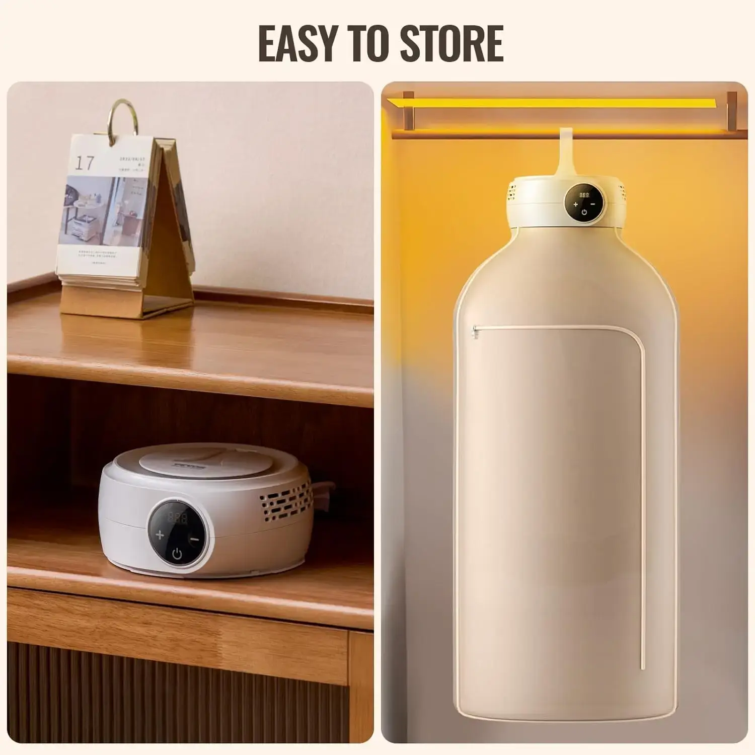 Portable Clothes Dryer, Clothes Dryer with Dryer Bag, PTC Heating & LED Display