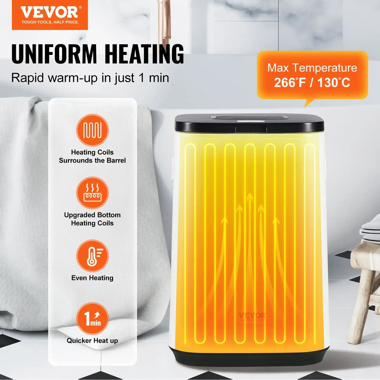 20L Large Towel Warmer Bucket with LED Screen, U-Shaped Light, Timer