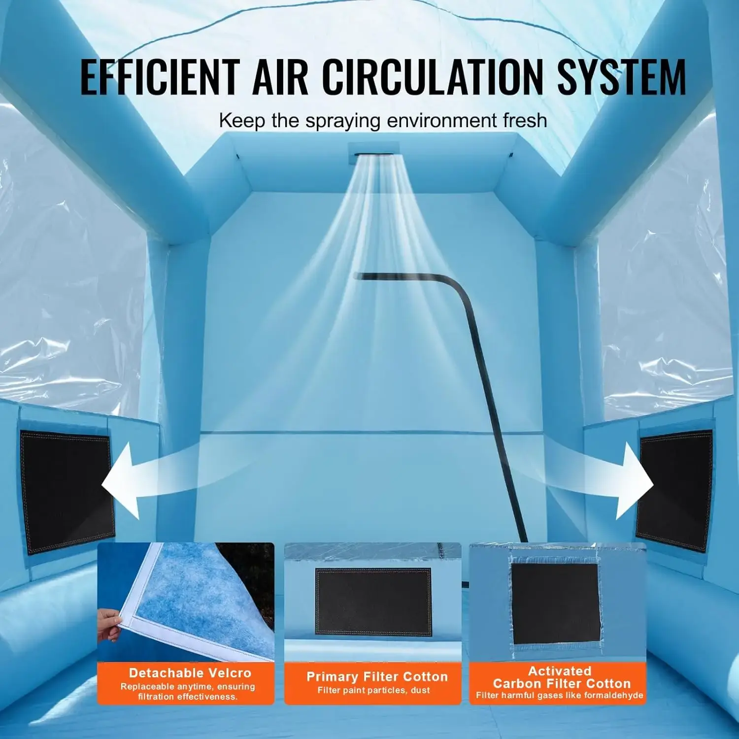 Inflatable Paint Booth, 9.8 x 8.2 x 8.2 ft Inflatable Spray Booth, with 550W Powerful Blower and Air Filter System