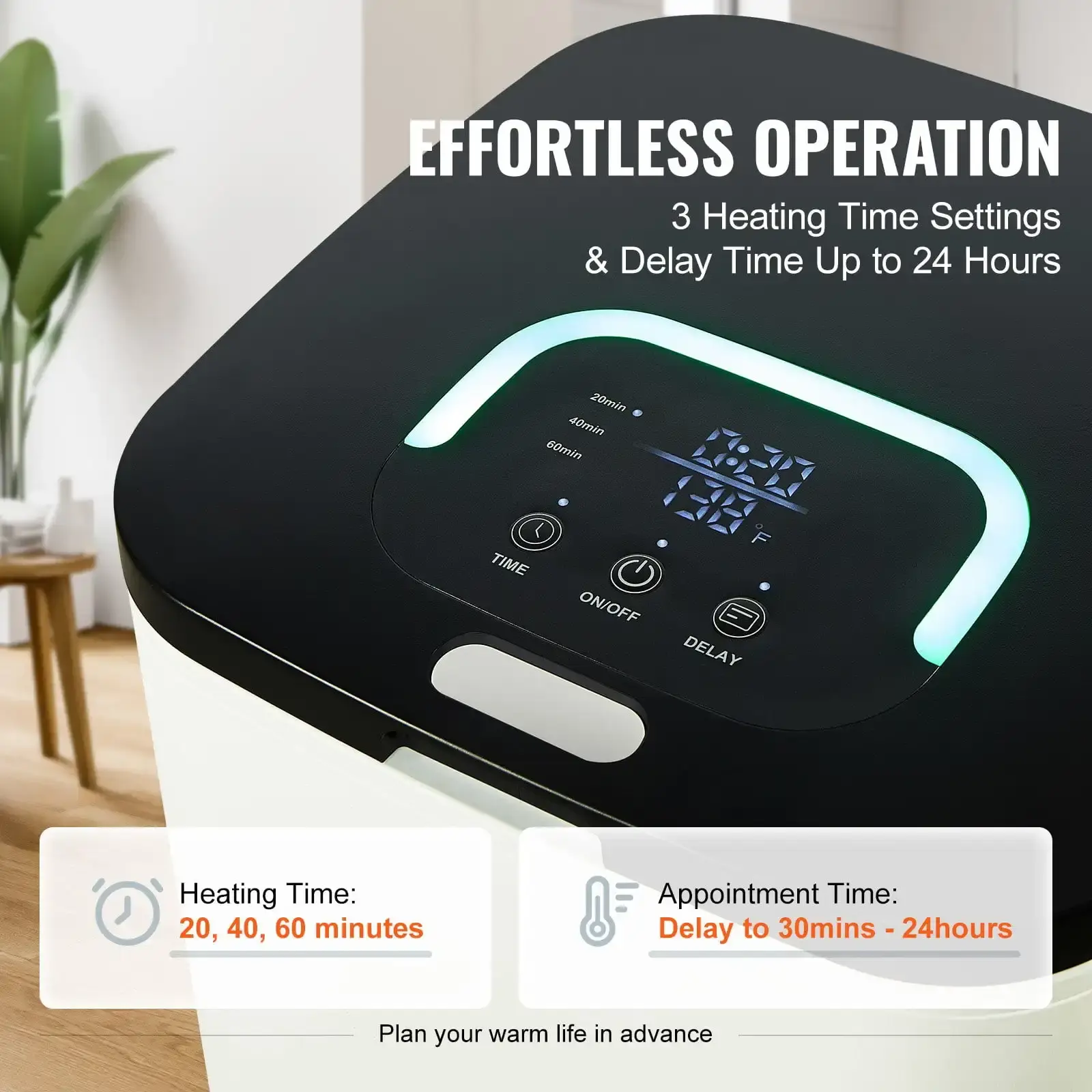20L Large Towel Warmer Bucket with LED Screen, U-Shaped Light, Timer