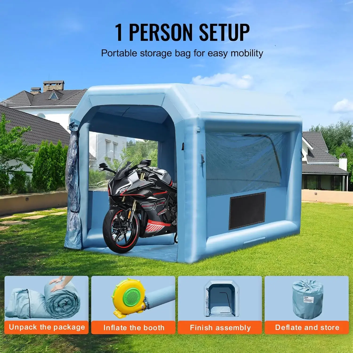 Inflatable Paint Booth, 9.8 x 8.2 x 8.2 ft Inflatable Spray Booth, with 550W Powerful Blower and Air Filter System