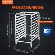 10-Tier Bun Pan Rack with Brake Wheels - Aluminum Bakery Storage Trolley for Half & Full Sheets, 26"x20.3"x39"