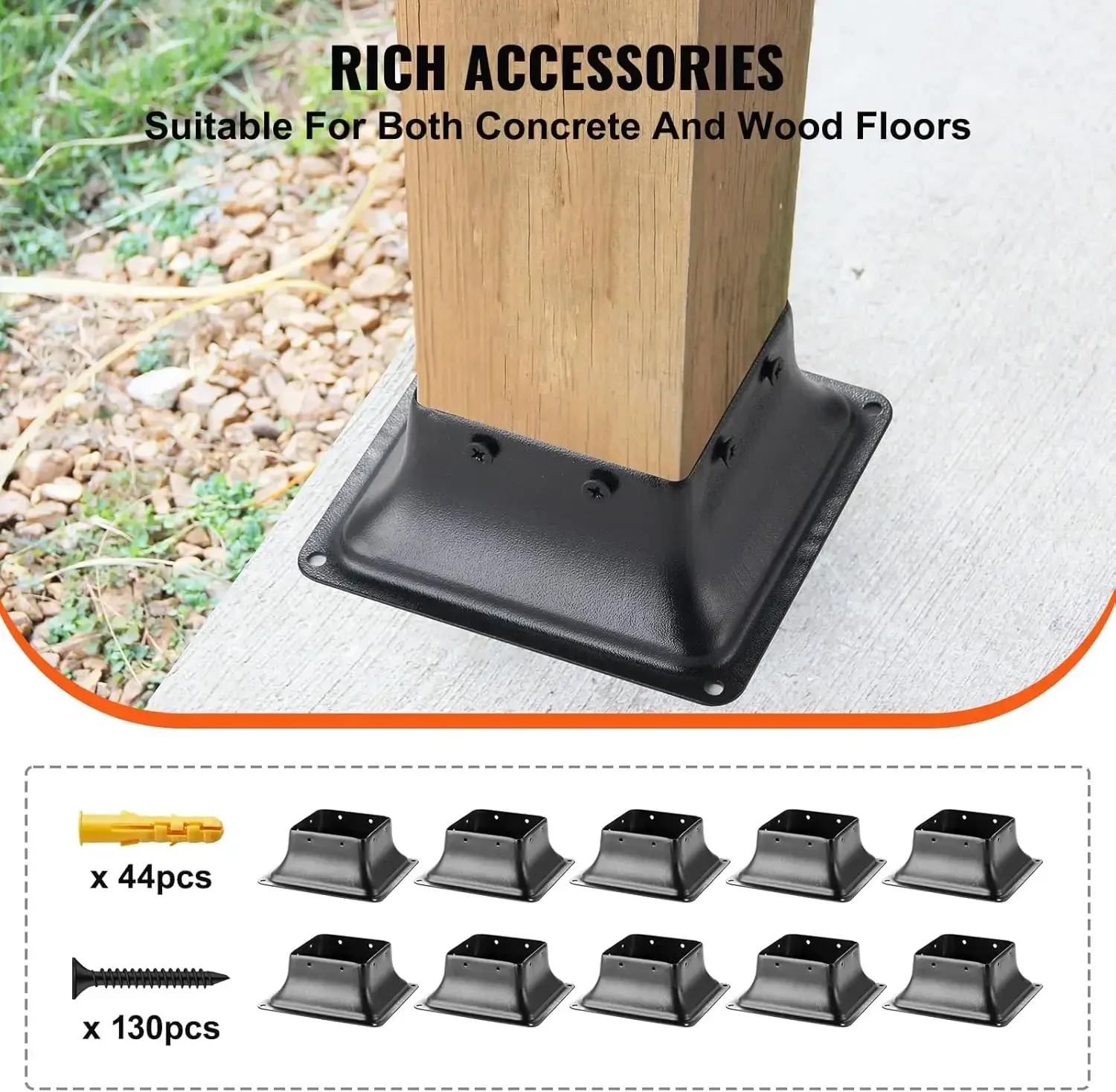Post Base 4x4 10Pcs, Internal 3.6"x3.6" Heavy Duty Powder-Coated Steel Post Bracket Fit for Standard Wood Post Anchor