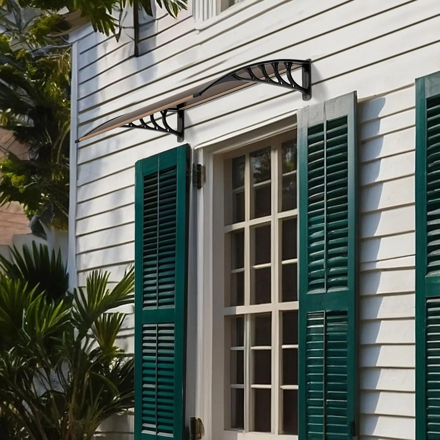 Window Awning Door Canopy, 40" x 40" Window Awning Overhead Modern Polycarbonate Cover Outdoor Front Porch Patio Canopy