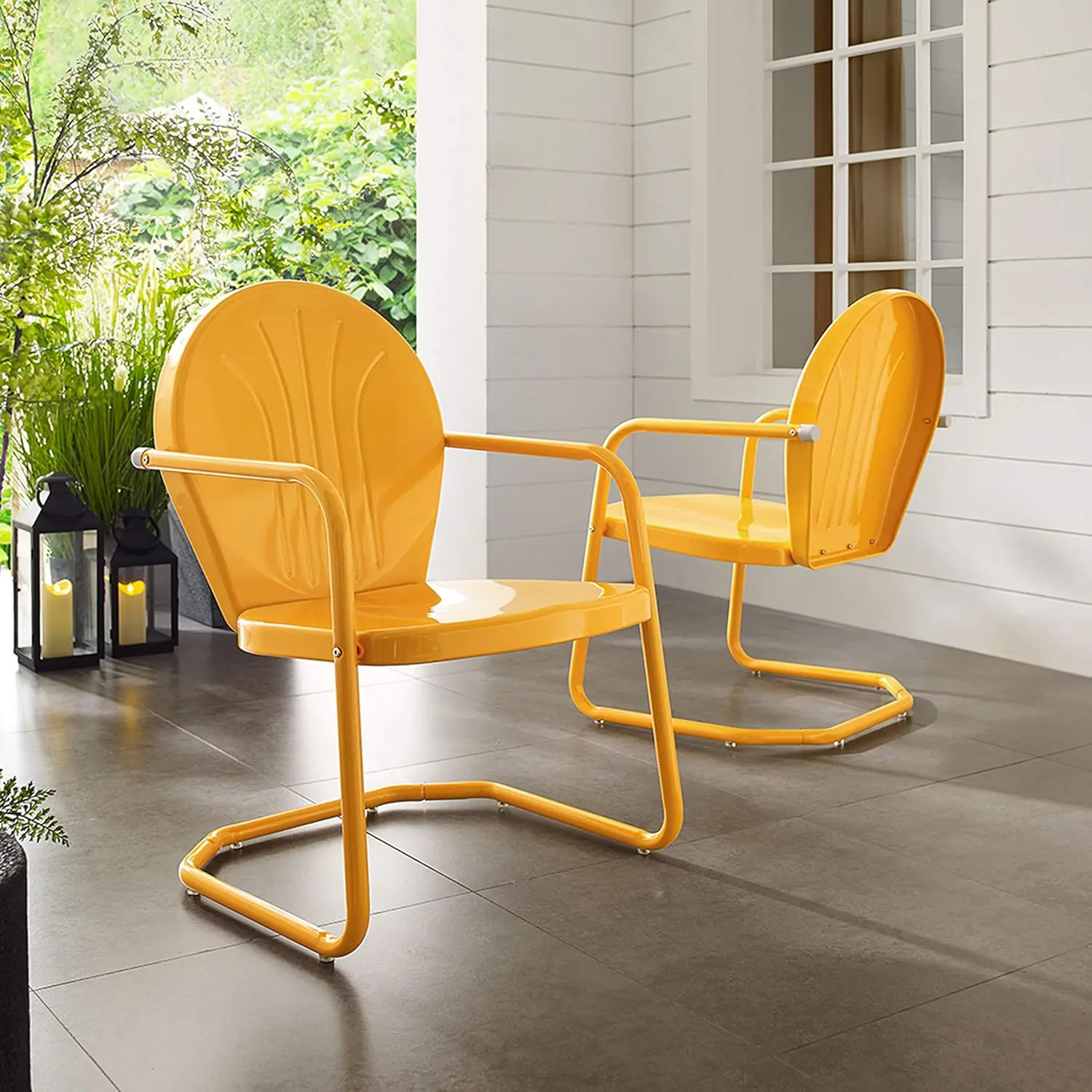 Griffith Outdoor Chair, Retro Metal Patio Chairs for Dining, Porch, Deck, Balcony, Tangerine