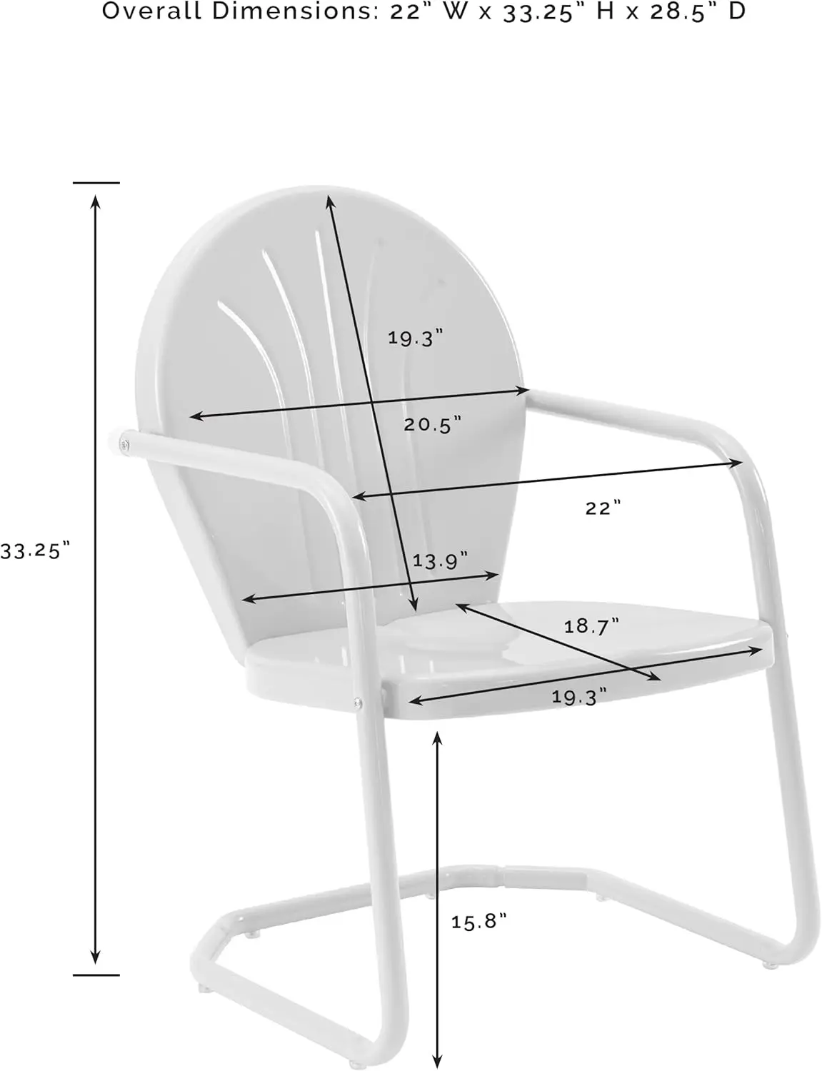 Griffith Outdoor Chair, Retro Metal Patio Chairs for Dining, Porch, Deck, Balcony, Tangerine