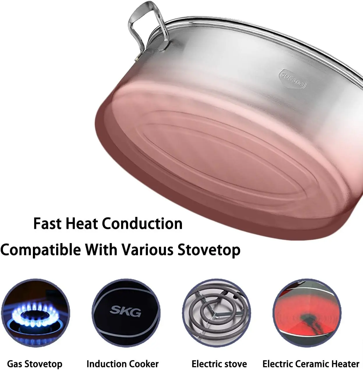 8Qt Stainless Steel Fish Steamer - Multi-Use Oval Cookware with Rack, Ceramic Pan, Chuck - Stockpot for Steaming Fish