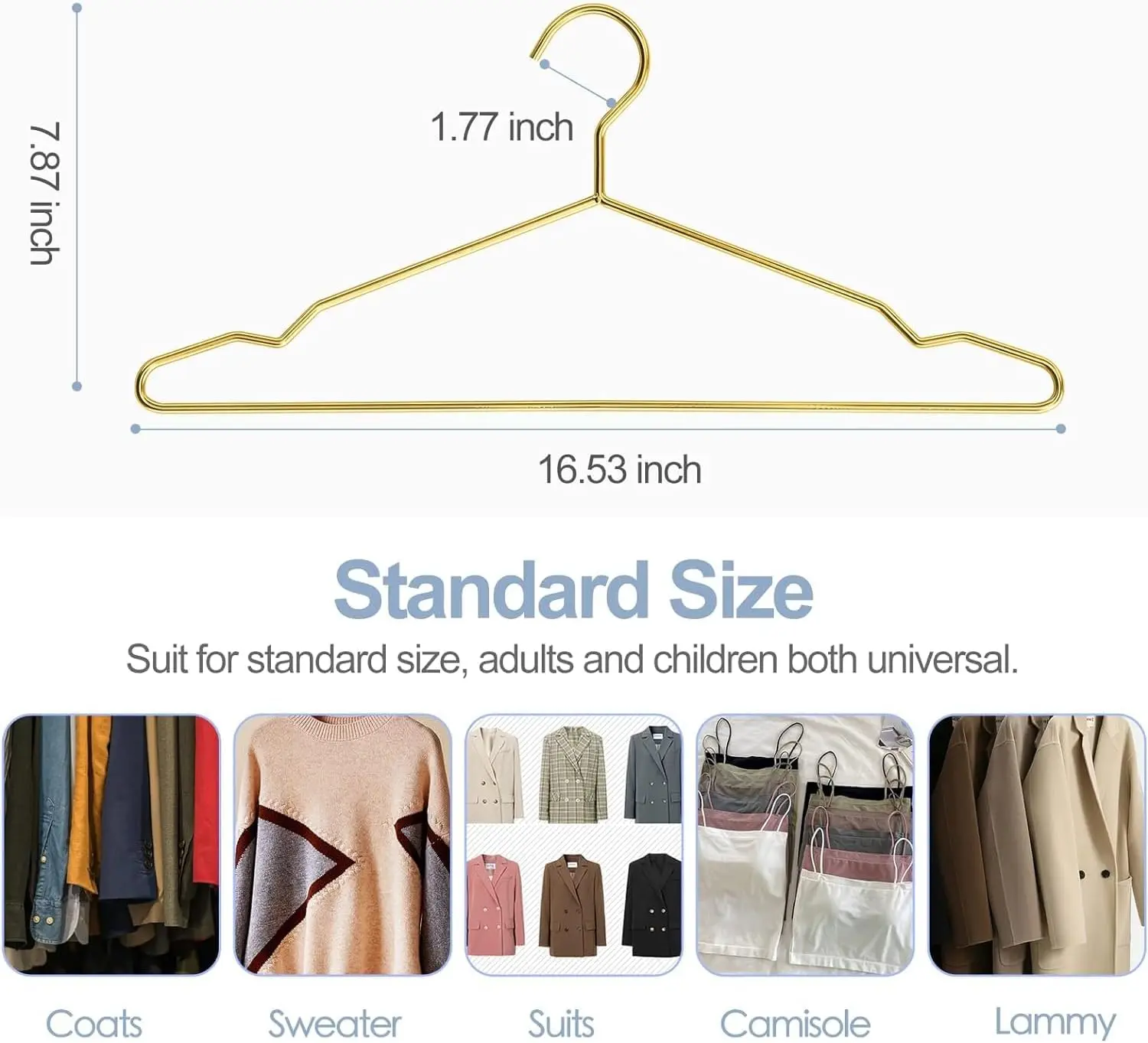 Metal Wire Clothes Hangers Bulk 60 Pack with Notches for Standard Size Coats, Shirts, Suits, Pants, Heavy Duty, Space-Saving